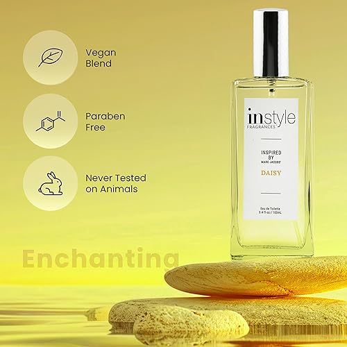 Vista 3 de Instyle Fragrances, Inspirado en Marc Jacobs' Daisy, Eau de Toilette para mujer, limpio, vegano, sin parabenos, nunca probado en animales, 3.4 onzas