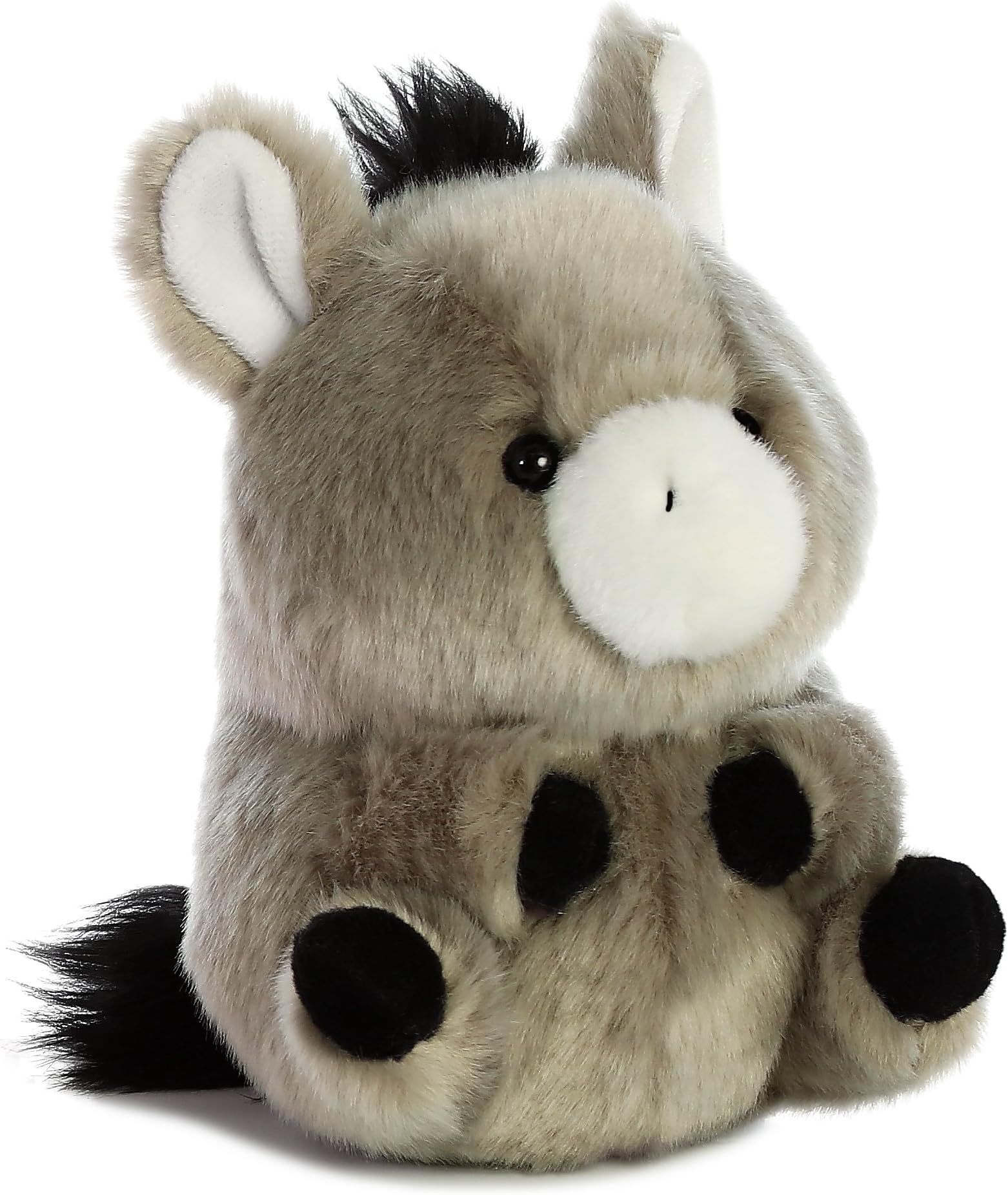 Aurora® Round Rolly Pet™ Bray Donkey™ Stuffed Animal - Adorable Companions - On-The-Go Fun - Gray 5 Inches