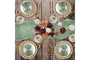 Sage Green Cheesecloth Table Runner and Napkin Sets