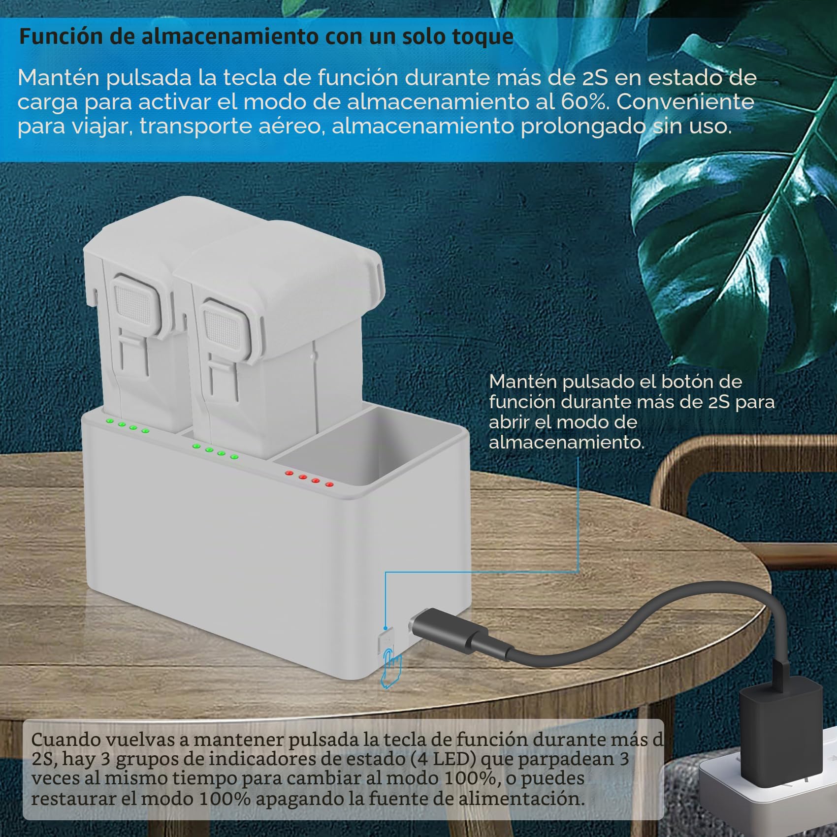 Fantasyo Mini 3 batería 2 paquetes + Hub Triple, 3850mAh batería inteligente y cargador bidireccional, 47 min de vuelo, compatible con Mini 3/3 Pro/4 Pro - Carga 3 baterías