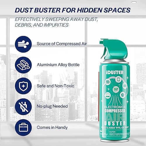 Miniatura 9 de iDuster Plumero comprimido desechable, limpiador de computadora, limpiador de teclado, 1 paquete, 10 onzas