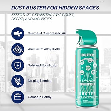 iDuster Compressed Air Duster, 3.5oz Disposable Keyboard Cleaner, 3PCS