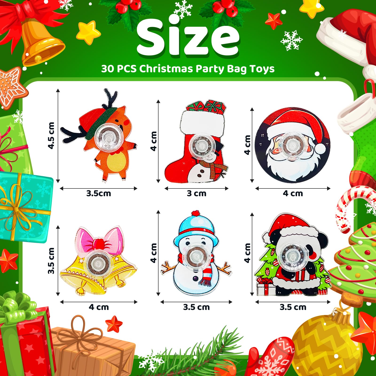 KIDRENFUN Christmas Stocking Fillers, 30 PCS Eve Box Fillers Party Bag Fillers, Fidget Spinner Bulk Class Prizes - Image 2