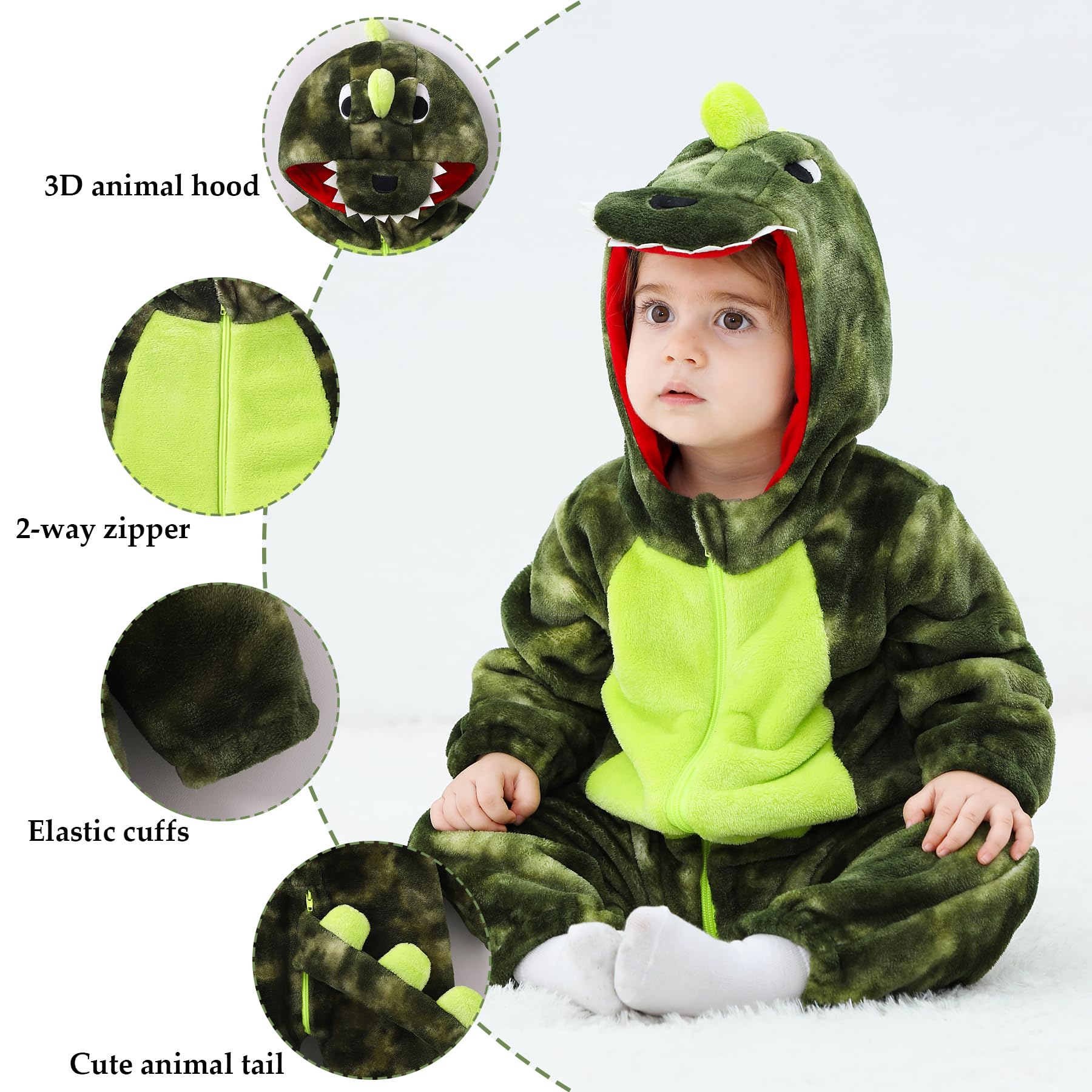 TONWHAR Infant And Toddler Halloween Cosplay Costume Kids' Animal Outfit Snowsuit(3-4T,Army)