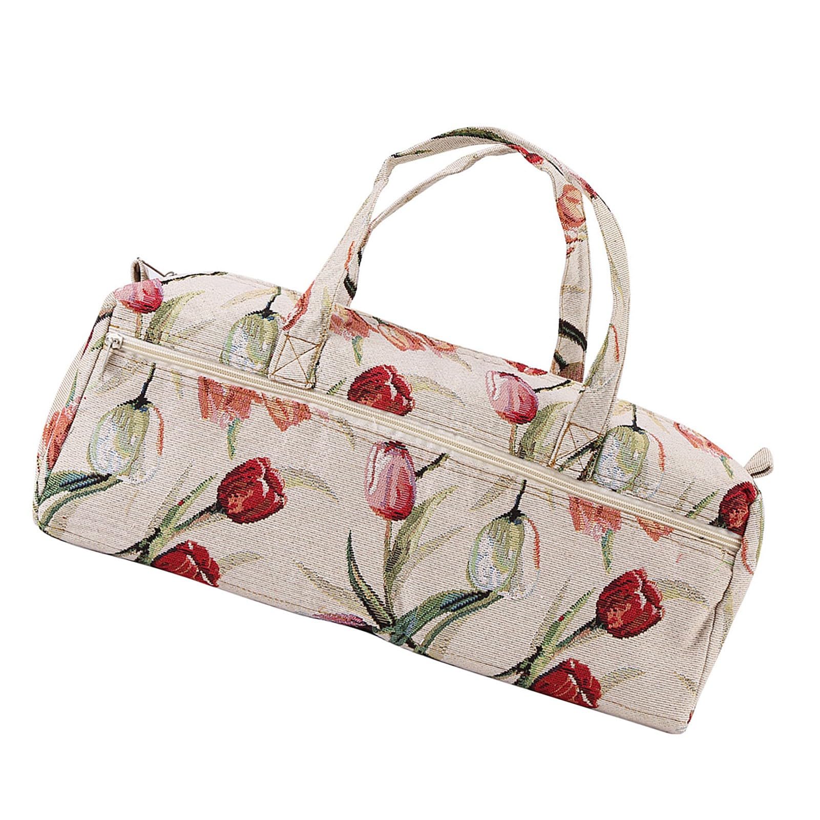 Gegong Borsa portaoggetti fatta a mano per ferri da maglia, in tessuto jacquard con fiori viola, rosa, per trucco, scrivania, viaggi, camera da letto, soggiorno (rosa jacquard)