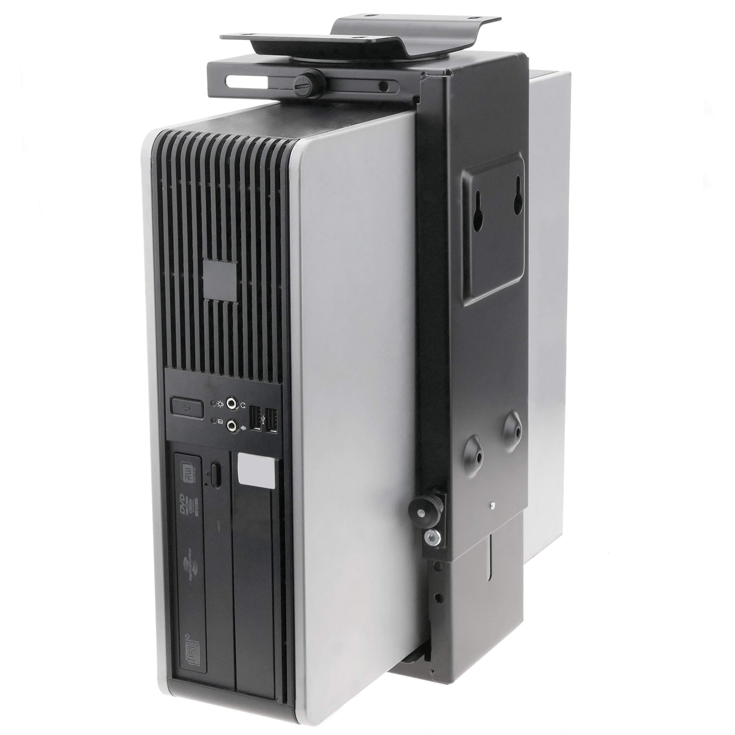 Primematik AC65-0002-VCES Support d’unité Centrale d’Ordinateur sous Table ou Fixation Murale réglable Noir 88-203 mm