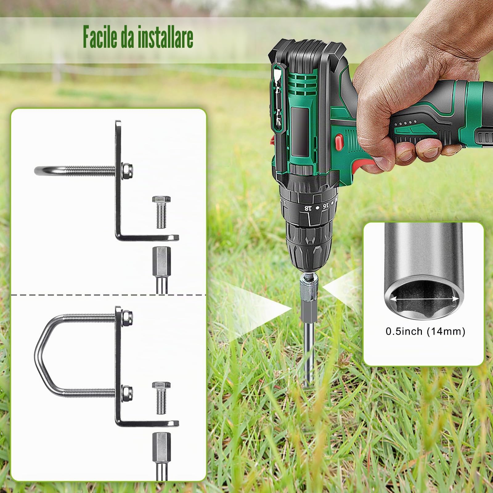 Insaga Ancoraggi multiuso da avvitare, 76 mm di larghezza, ancoraggi a spirale completamente saldati per la casa mobile per trampolini, altalene, tettoie e altro (confezione da 45,7 cm)