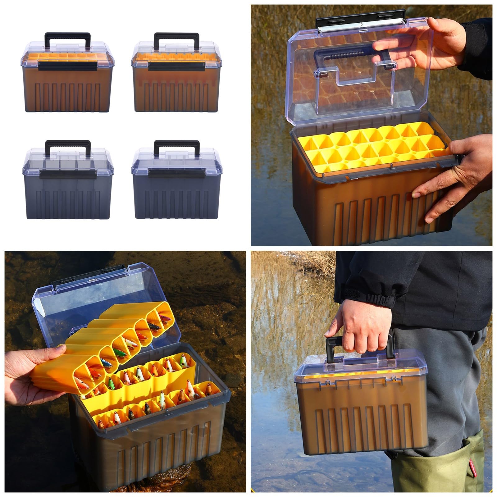 Fishing Lure Organizers Portable Fishing Tackle Box Wood Shrimp Lure Baits Box Waterproofs Thickened Squid Baits Box