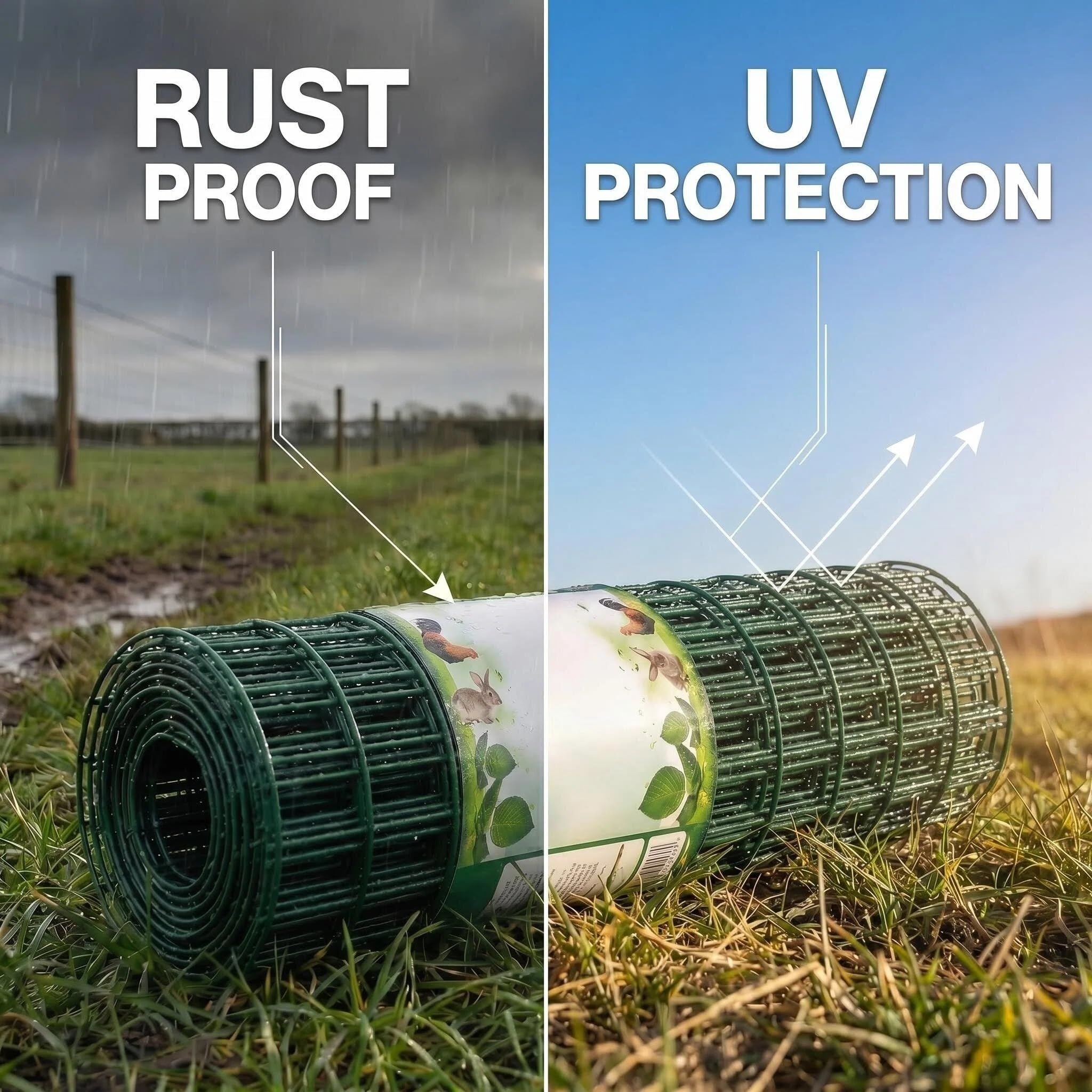 Amagabeli 1.0Mx10 M,Malla 50x75 cm,Malla Metalica Electrosoldada Galvanizada y PVC, Valla Metálica de Jardín, Rollo de 2.0 mm para Protección y Cercado Residencial, Verde RAL6005 (Conejera, Perros)