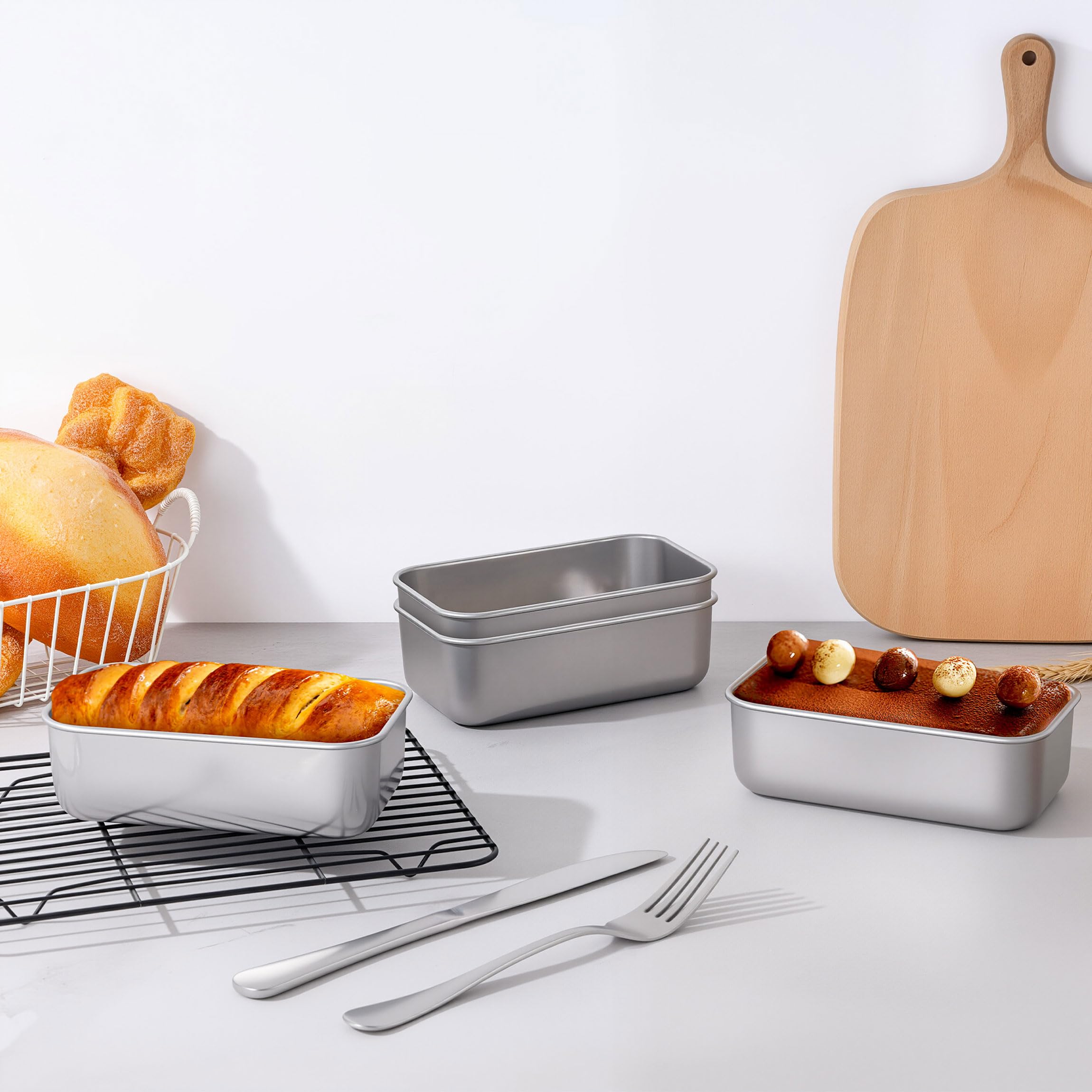 LIANYU Mini-Kastenform zum Backen von Brot, 16 x 8,9 cm, Edelstahl, kleine Brotform, Kastenform für hausgemachten Hackbraten, Metall-Kastenform für Bananen, Sauerteig, Sandwich, spülmaschinenfest