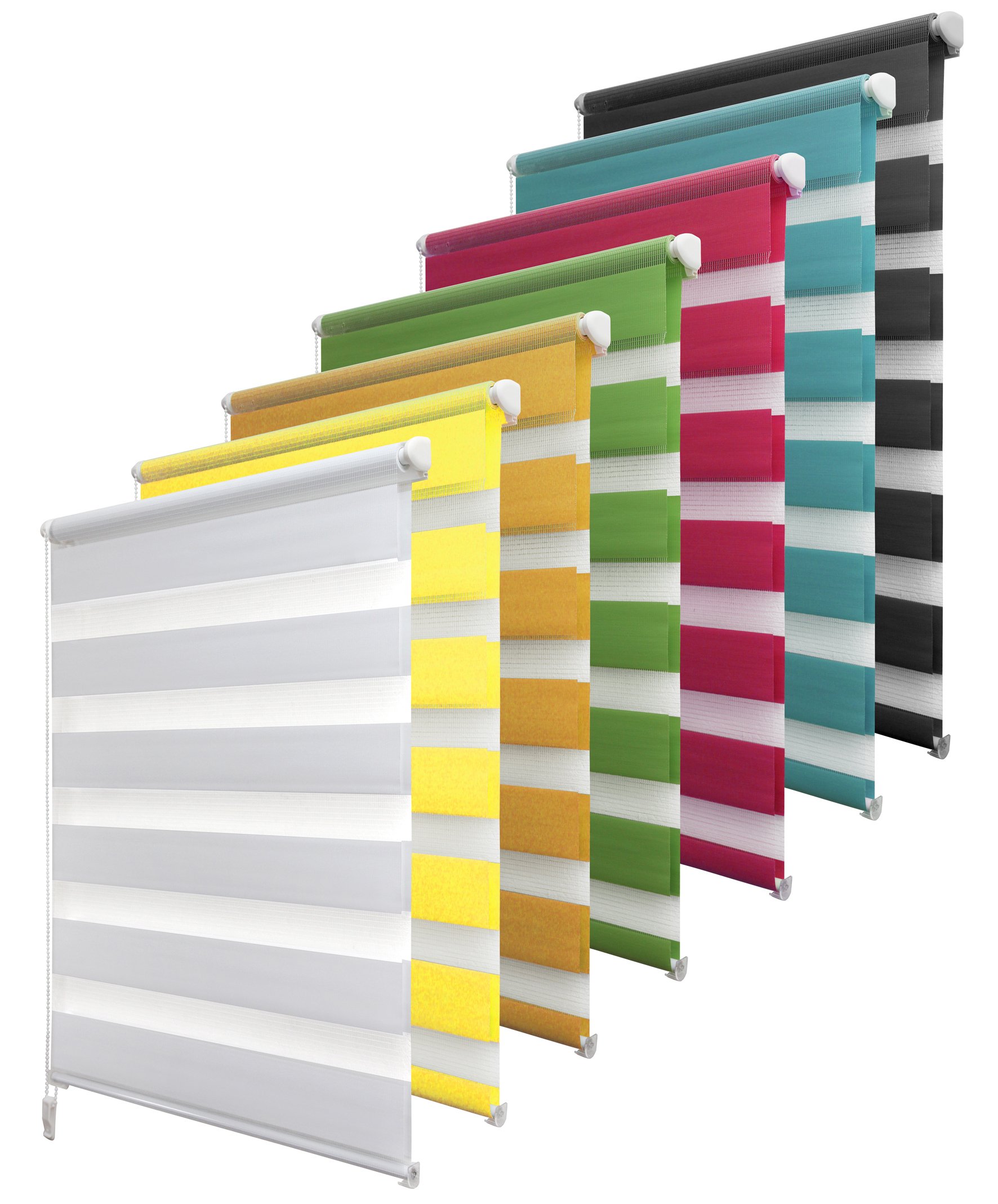 Garduna Doppelrollo Klemmfix ohne Bohren - 70 x 210cm - für TÜREN Blau Pastell - Duo-Fenster-Rollo mit Klemmträger