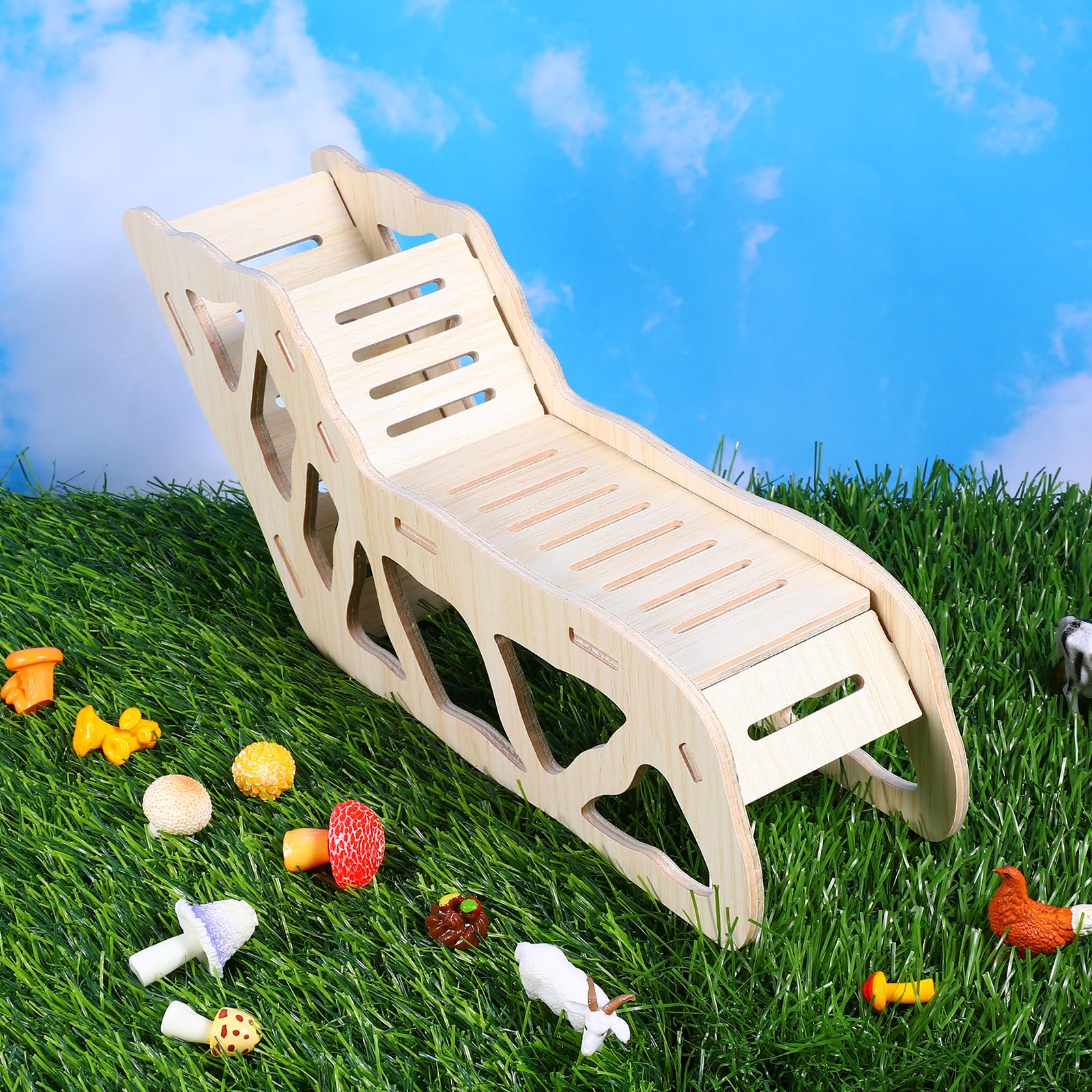 HJZHI Cachette polyvalente pour hamster et tunnel d'exploration, maison de hamster avec échelle d'escalade en bois pour gerbilles, hamsters, petits accessoires pour animaux de compagnie