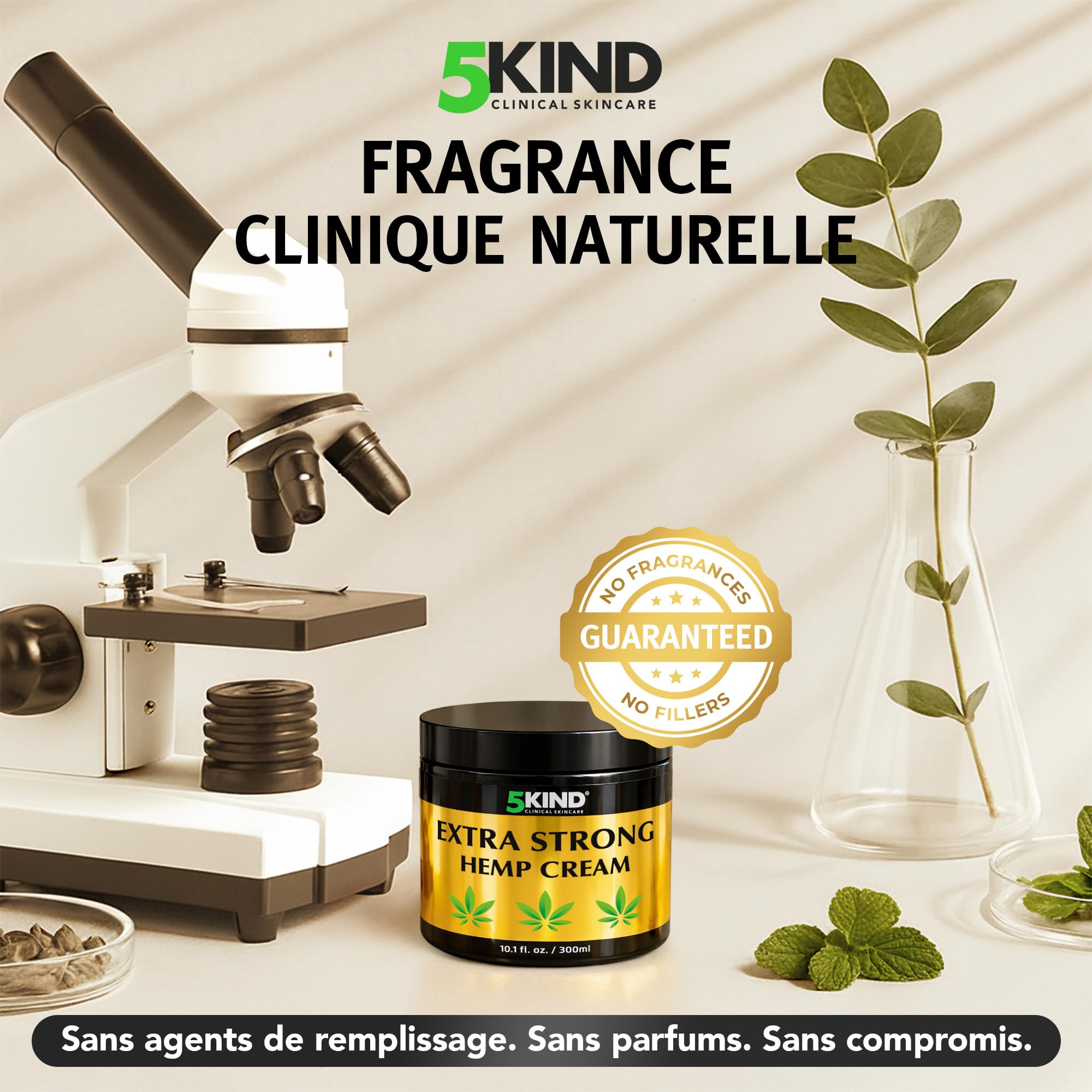 5kind Crème au chanvre ultra puissante 300ml - Huile de chanvre et arnica ultra puissantes - Pour les muscles, pieds, genoux, cou, épaules - Gel de massage riche en extraits naturels
