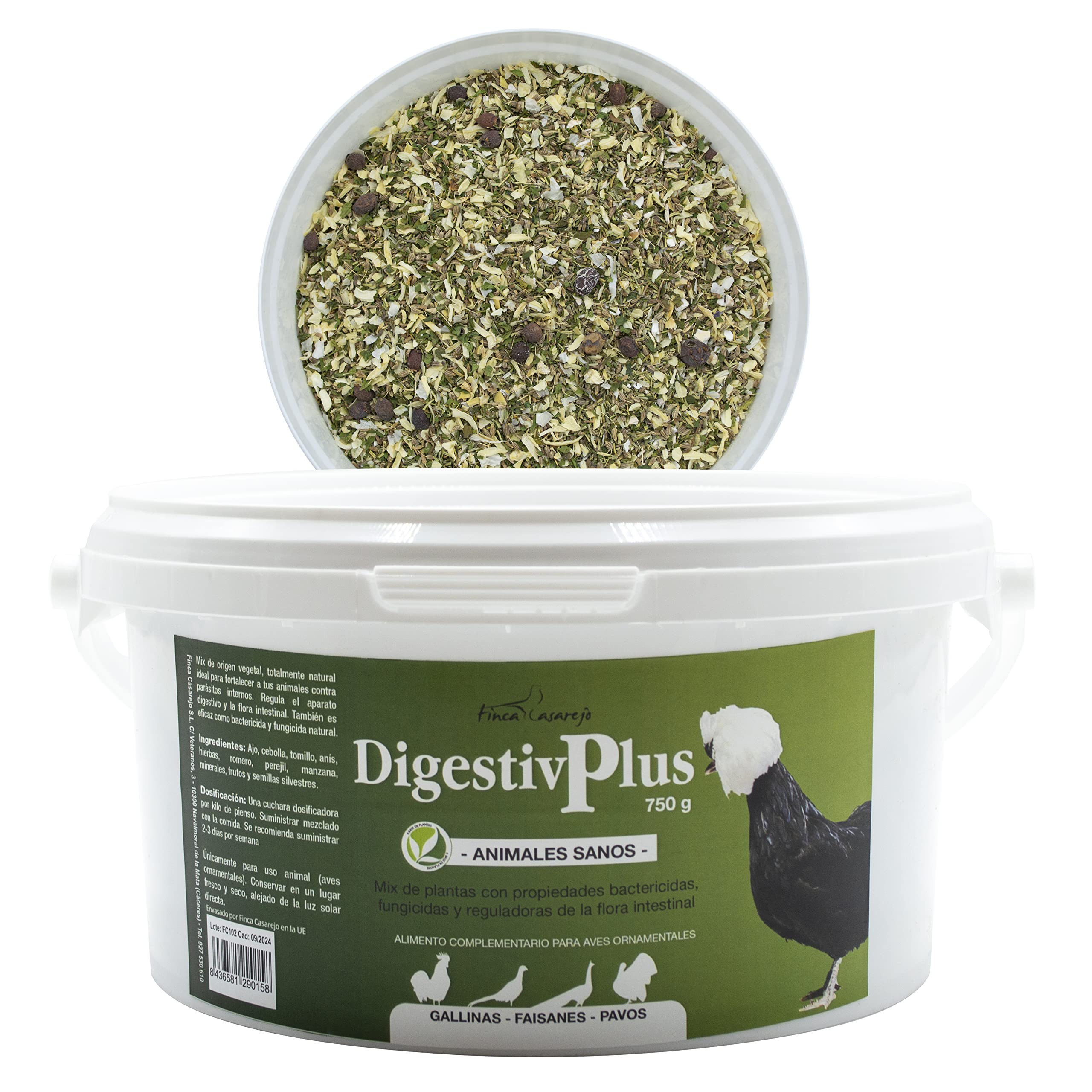 FINCA CASAREJO Alimento para Gallinas - Mejora la Salud Intestinal para Tus Aves - DigestivPlus (750g)