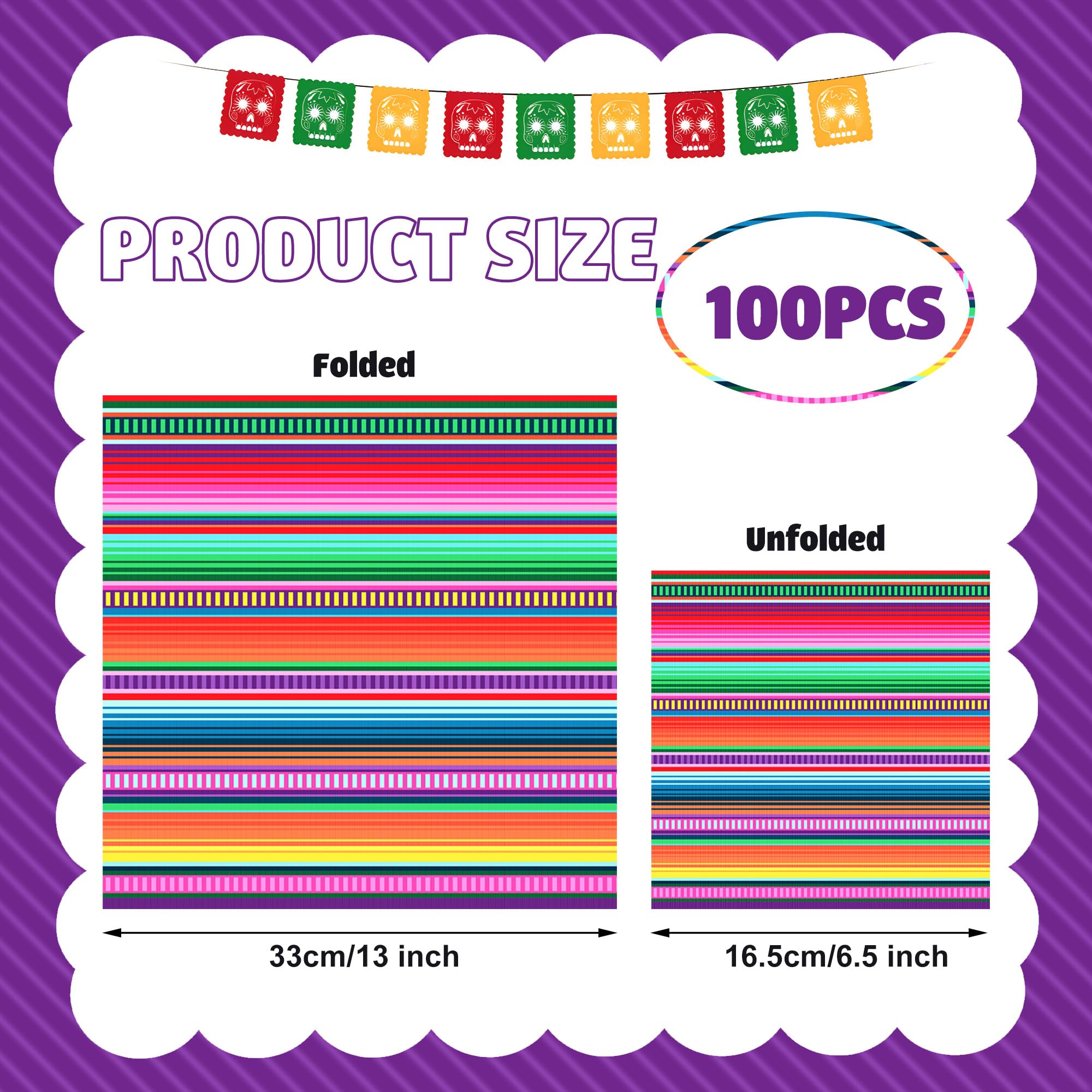 peony man 100 PCS Mexican Fiesta Napkins Mexican Paper Luncheon Napkins Mexico Disposable Party Napkins for Cinco De Mayo Fiesta Mexican Themed Birthday Dinner Party Decorations