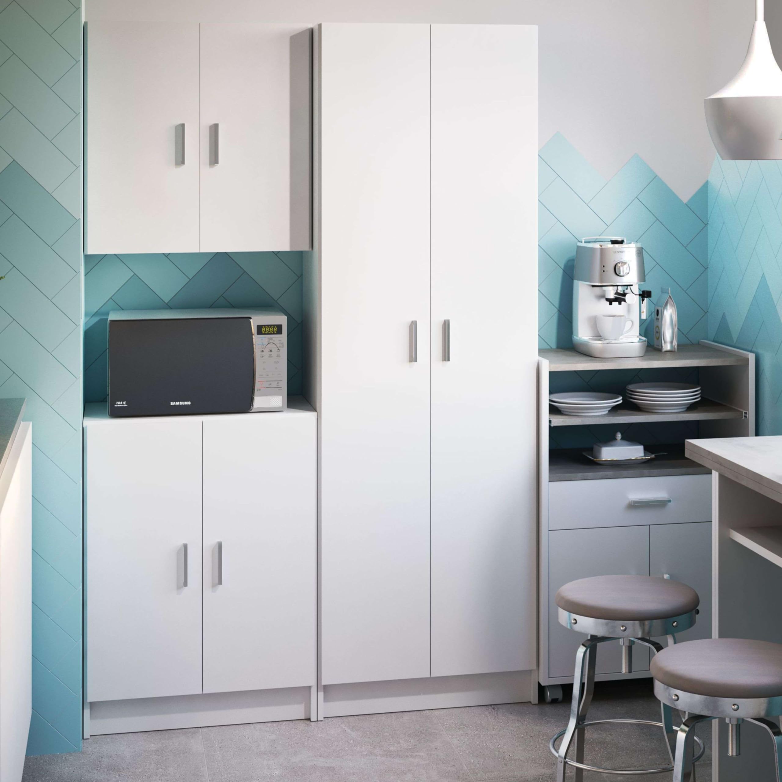 Habitdesign Mobiletto pensile multiuso, rifinito in colore bianco, misure: 59 cm (larghezza) x 60 cm (altezza) x 26,5 cm (profondità)