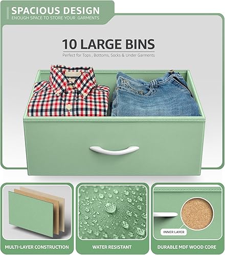 Miniatura 6 de Sorbus Cómoda para niños con 10 cajones  Unidad de almacenamiento organizadora para ropa  Dormitorio, habitación de los niños, guardería y armario