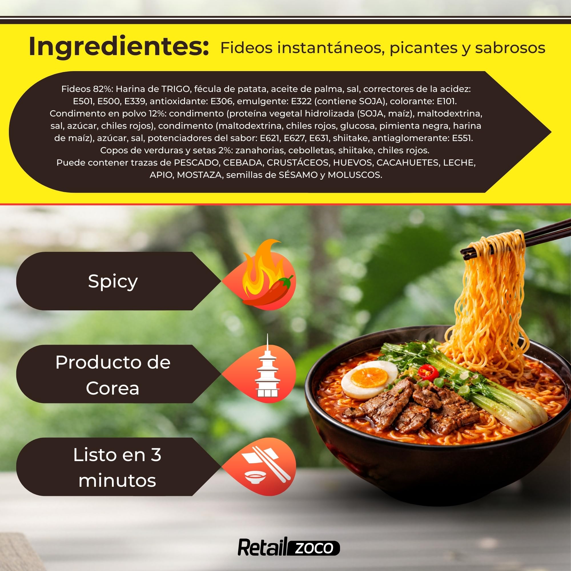 Ramen Picante Nongshin, Fideos Instantáneos Nong Shim Shin Ramyun, Instant Noodle Ramen Corea, Original Coreano, Agrega agua caliente y cocina por 5 minutos, Contiene 6 unidades de 68 g - imagen 3