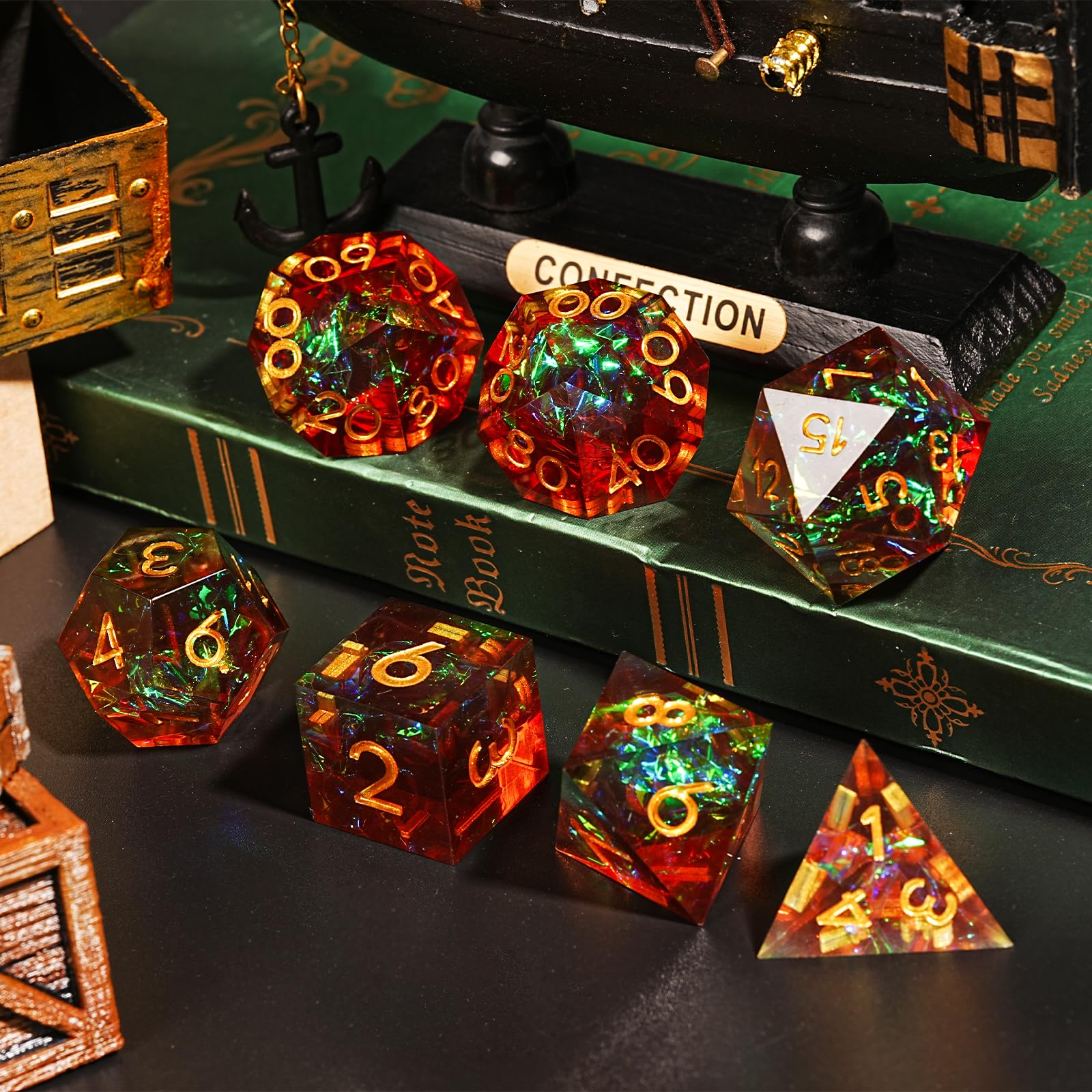 HKDZ Resin DND Dice Set including Box and Bag, D&D Polyhedral Dice Dungeons and Dragons Mtg Dice, Role Playing Dice Games - Image 4