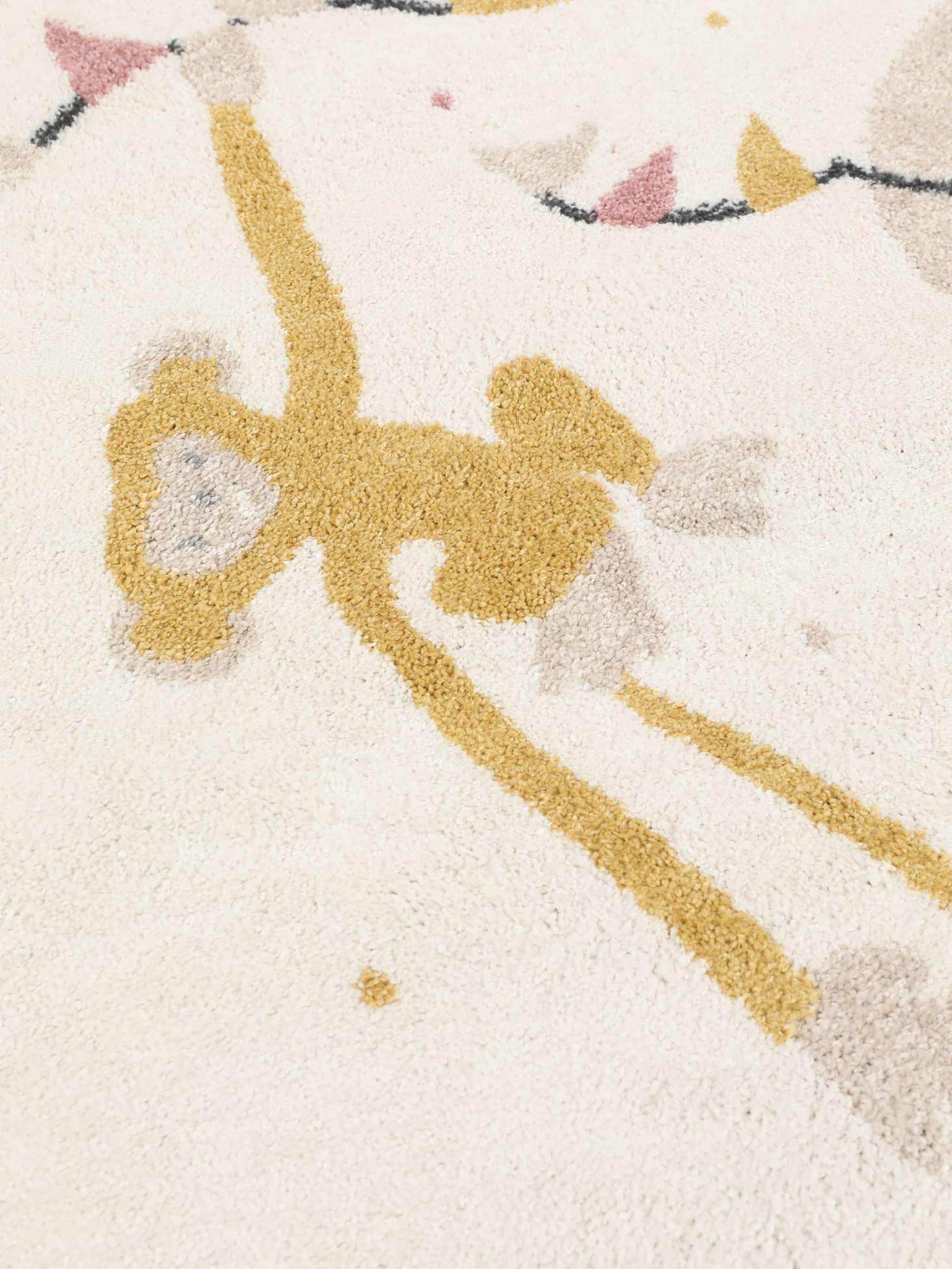 RugVista Monkey Circus, Tappeto per bambini, Moderni, 140 x 200 cm, Rettangolare, Pelo medio, Cameretta, Lavabile solo a secco, Senza sostanze chimiche pericolose, Rosa/Off Bianco