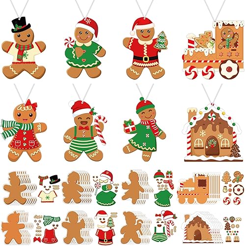 Funrous 48 kits de manualidades de Navidad para niños, arte y manualidades de Navidad, kit de adornos de Navidad para hacer tus propios proyectos de