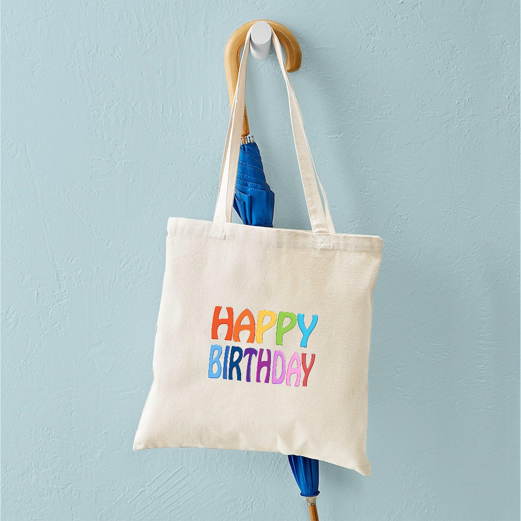 Happy Birthday Canvas Tote Bag – Reusable Natural Cotton Bag, Great For Gifts & Shopping - View #6