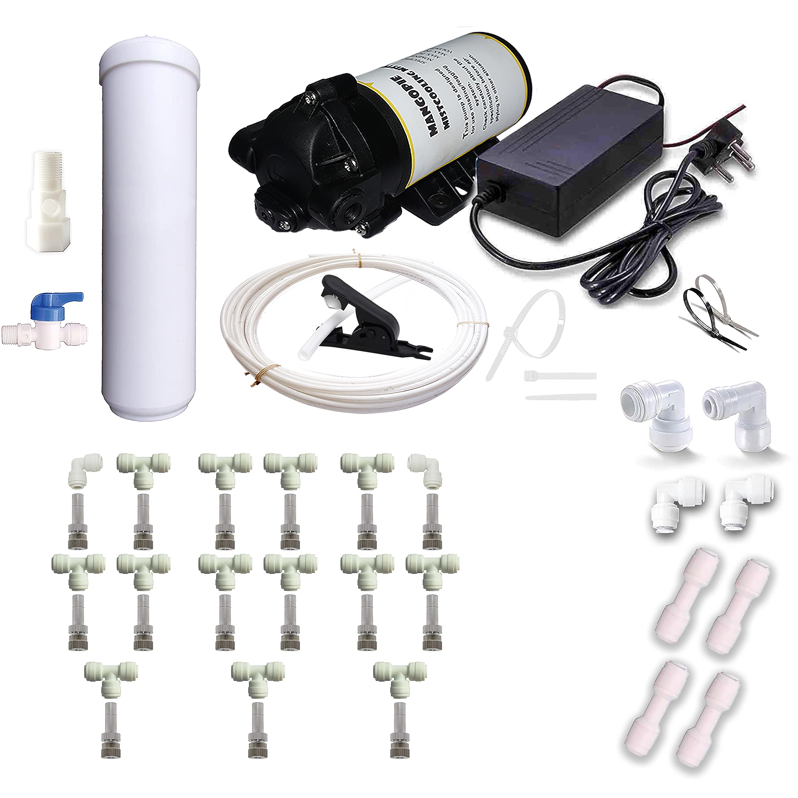 MANGOPIE Mist Cooling Misting System complete DIY Kit-15 Nozzle System ...