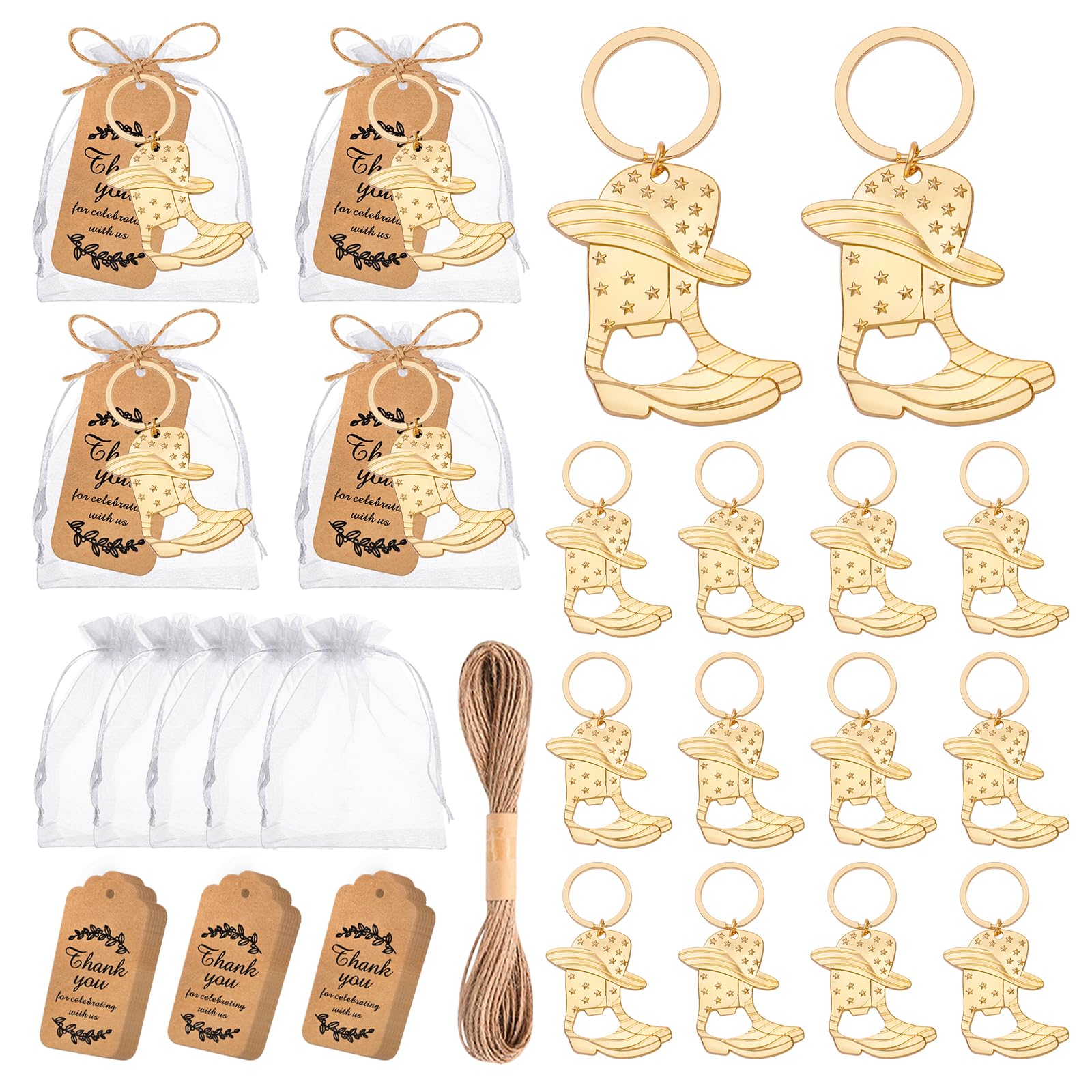Portachiavi apribottiglie a forma di stivale da cowboy, 30 pezzi, per baby shower, bomboniere per ospiti, apribottiglie occidentale, souvenir per matrimoni, compleanni, feste di Quinceanera