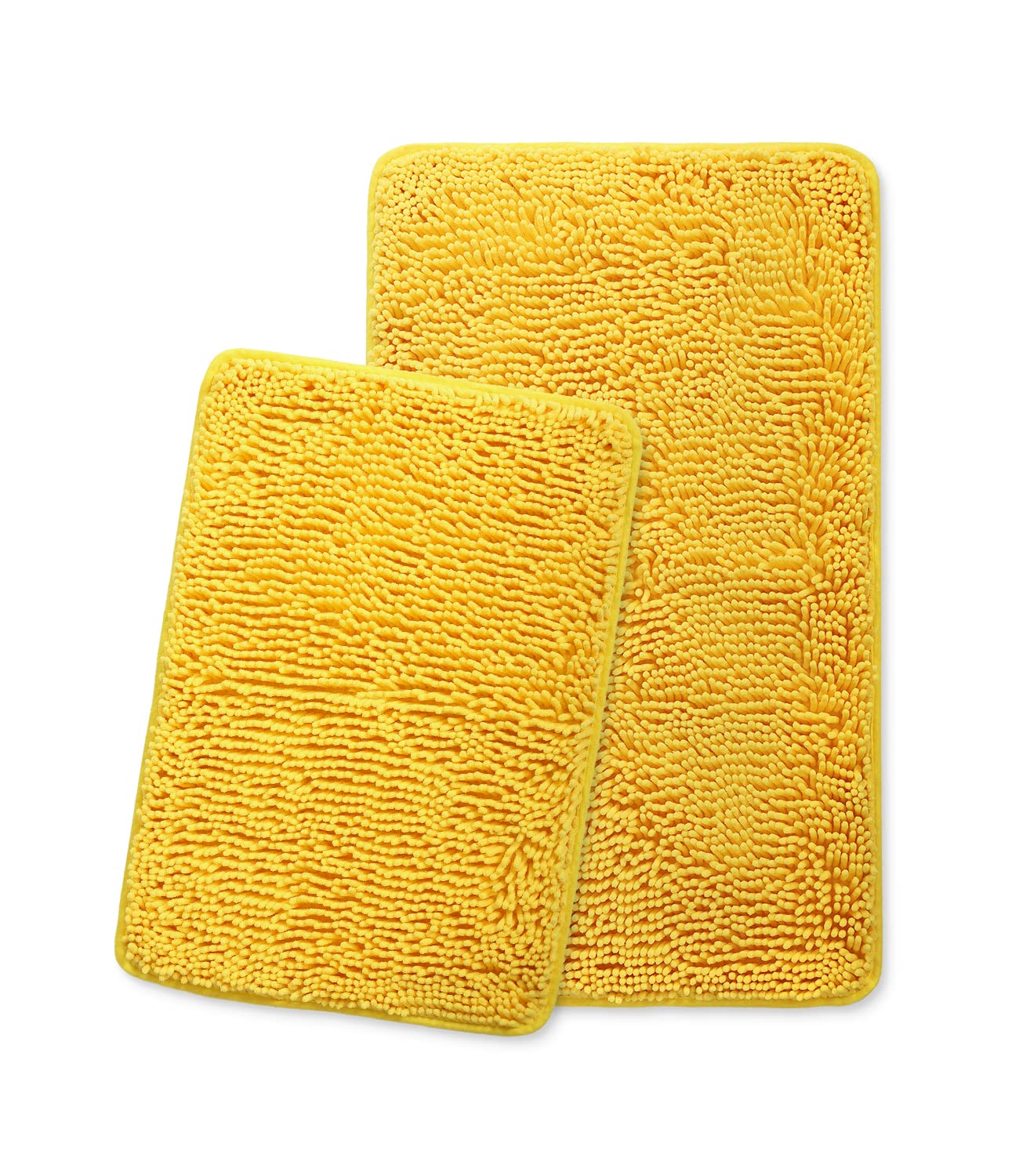 Yeaban Yellow Bathroom Rugs Sets 2 Piece(20" x 32" and 17" x 24"), Chenille Bath Mats | Absorbent and Washable Bath Rug Non-Slip, Plush and Soft Rugs