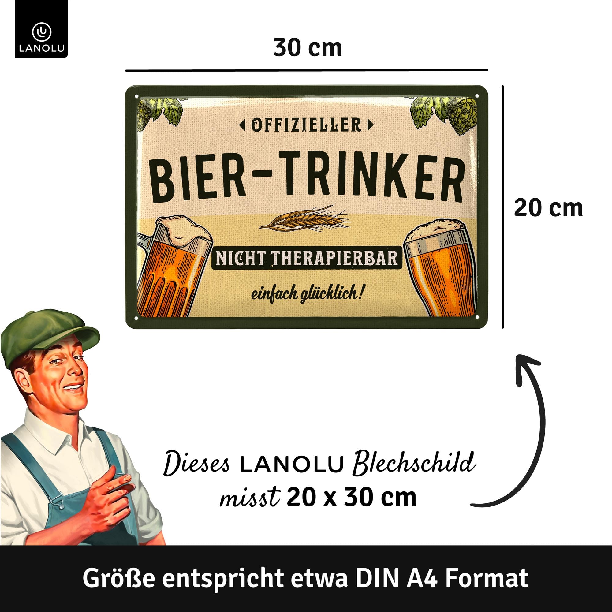 Targa Metallo Divertente Per Amanti Della Birra - Cartello Vintage "Birra" 20x30 Cm, Regalo Uomo
