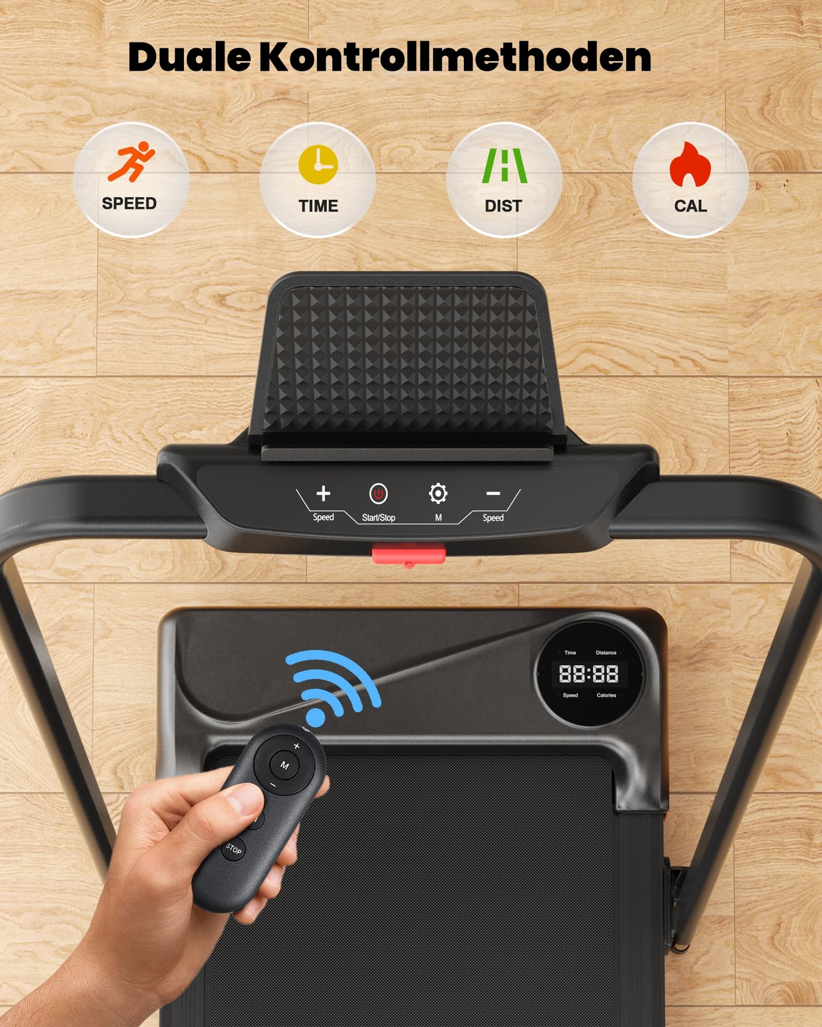THERUN Laufband für Zuhause Klappbar, Walking Pad Leise mit Handlauf&LED-Anzeige, Treadmill bis 10 km/h,Doppelte Stoßdämpfung Laufband Schreibtisch für Zuhause&Büro, Keine Montage Erforderlich
