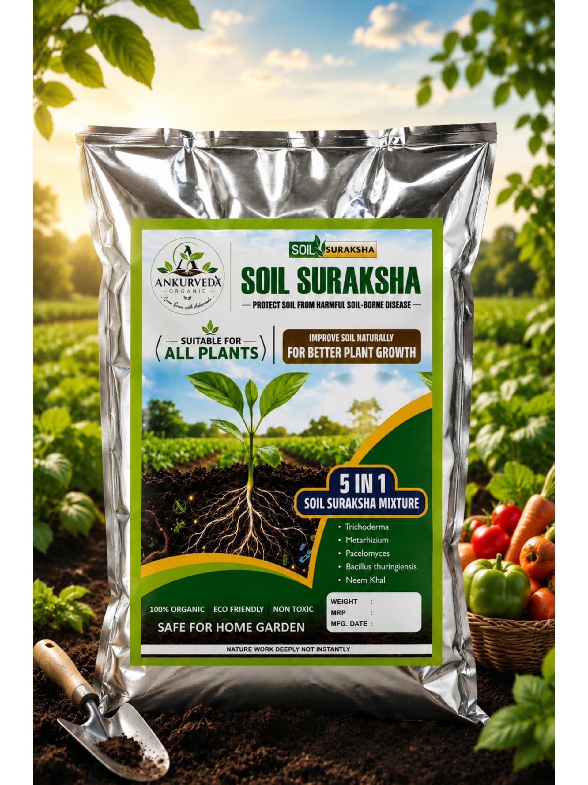 Ankurveda Organic Soil Suraksha 5 in 1 Soil Protection Mixture | 5 in 1 Mixture, Trichoderma, Metarhizium, Pacelomyces,Bacillus thuringiensis, Neem khal,100% organic,Eco Freindly, Non Toxic-image-29