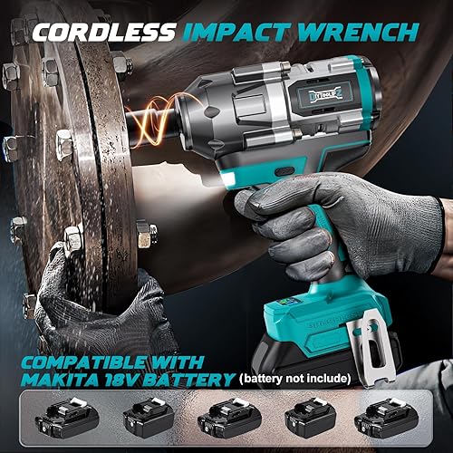 Miniatura 3 de Llave de impacto inalámbrica de 12 pulgada para batería Makita de 18 V, 900 pies-libras (1200 N. m) Herramienta de pistola de impacto eléctrica sin