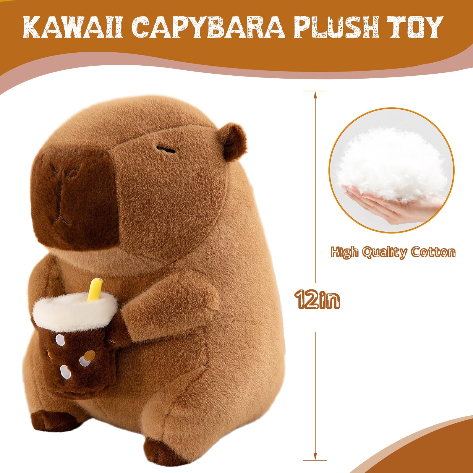 NXNYNZ 12 Inch Cute Capybara Plush Kawaii Soft Capybara Plush Doll Pillow with Bread Capybara Stuffed Aniamls Toys for Girls Children Adults Birthdays Valentines Gift (): Capybara With Milk Tea