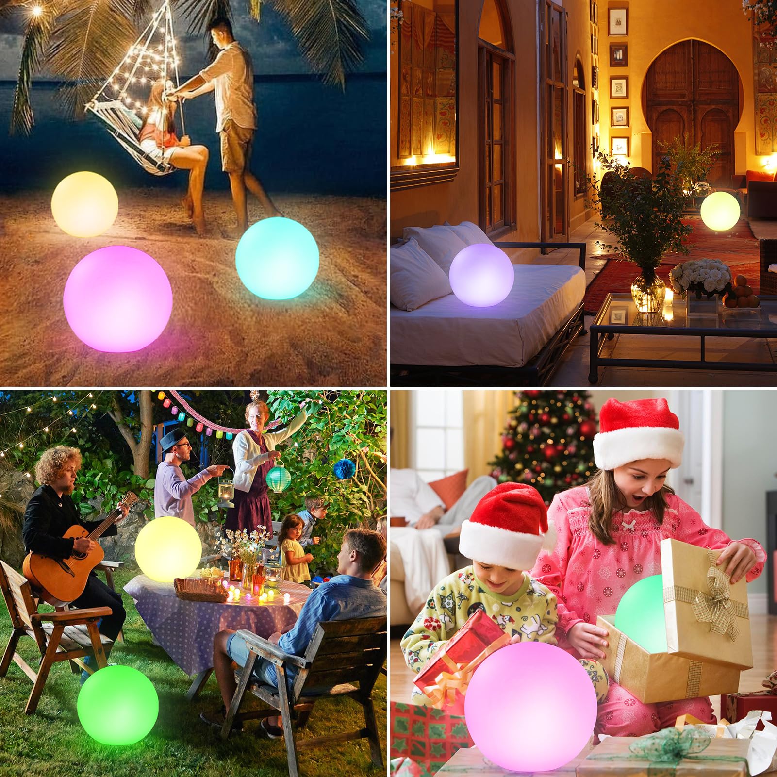 RGB Lampe Solaire Jardin Extérieur 30CM Boule IP66 Kit Eclairage Solaire Intensité Variable Decoration Terrasse