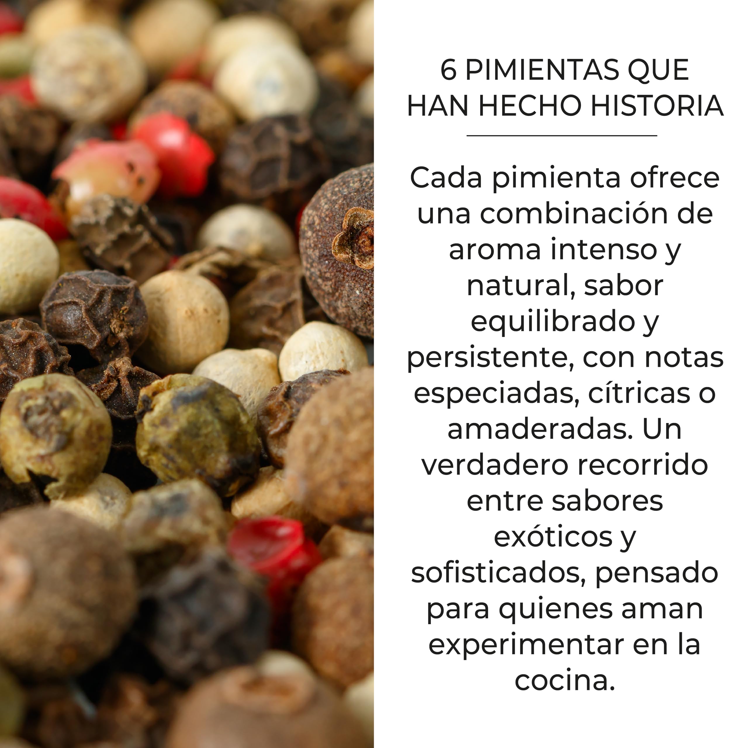 Set Pimientas Gourmet Bembo – 6 Pimientas Raras del Mundo – Pack Especias Regalo – Kit Cocina Gourmet