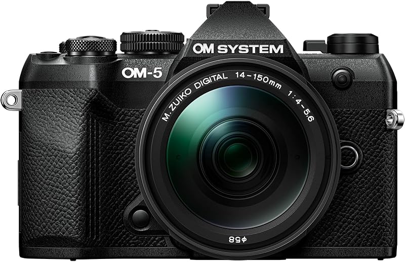 OM SYSTEM OM-5 Mark II BLK w/M.ZUIKO Digital 14-150mm f4.0-5.6 II Compact Light Weight Weather Sealed 4K Video Camera Best for Outdoor Travel | M.ZUIKO Digital 14-150mm f4.0-5.6 Compact Light Weight