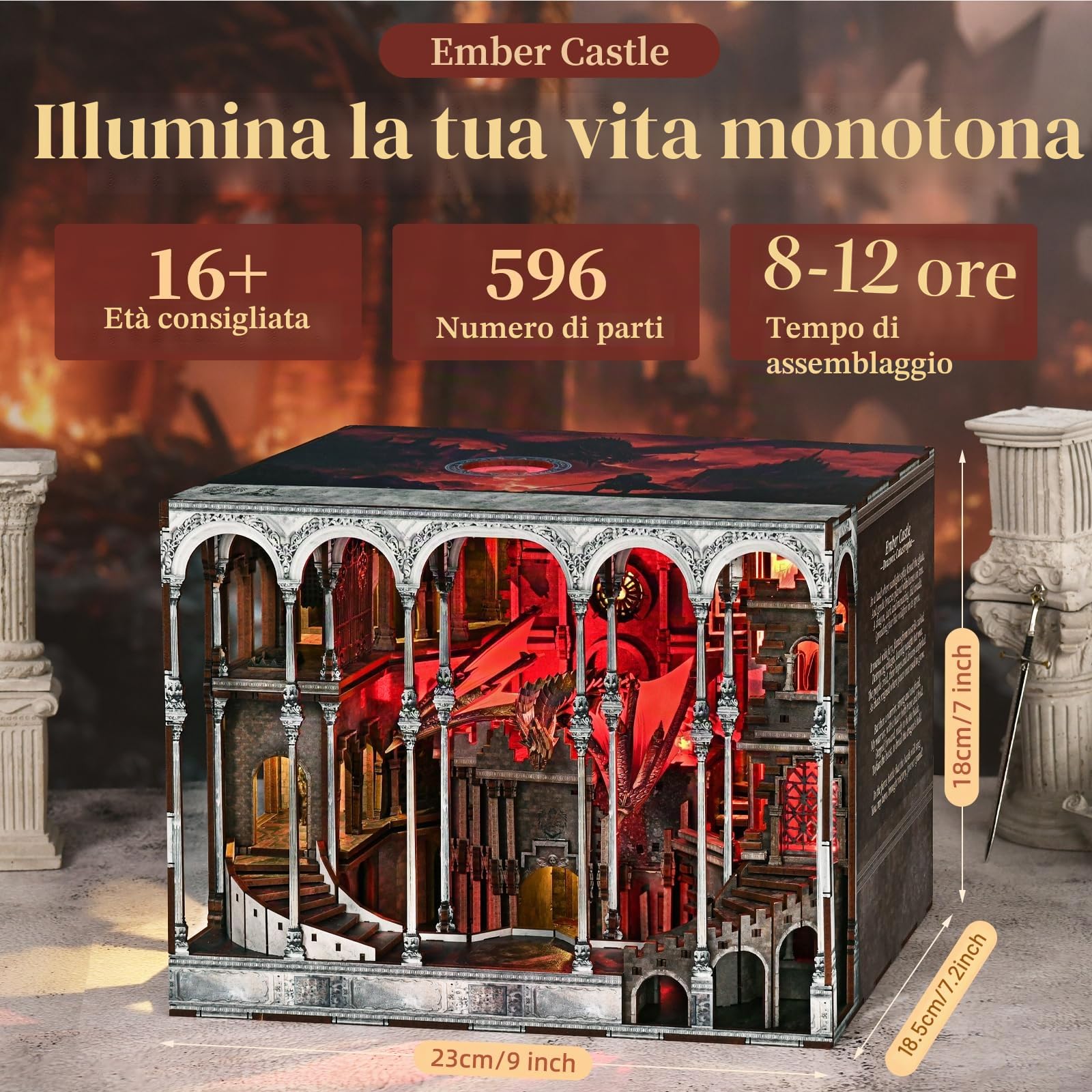 MiniCity Book Nook Kit-fai da te casa delle bambole in legno, set casa delle bambole in miniatura, set angolo libro, per adulti e adolescenti, puzzle in legno 3D, angolo libro, set di inserti per