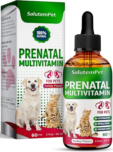 Dog Prenatal Vitamins for Moms During Lactating – Prenatal Vitamins for Dogs & Cats of All Breeds to Care for Pet Development – Multivitamin for Cats – 2 Oz – Herbal Supplement for Pets
