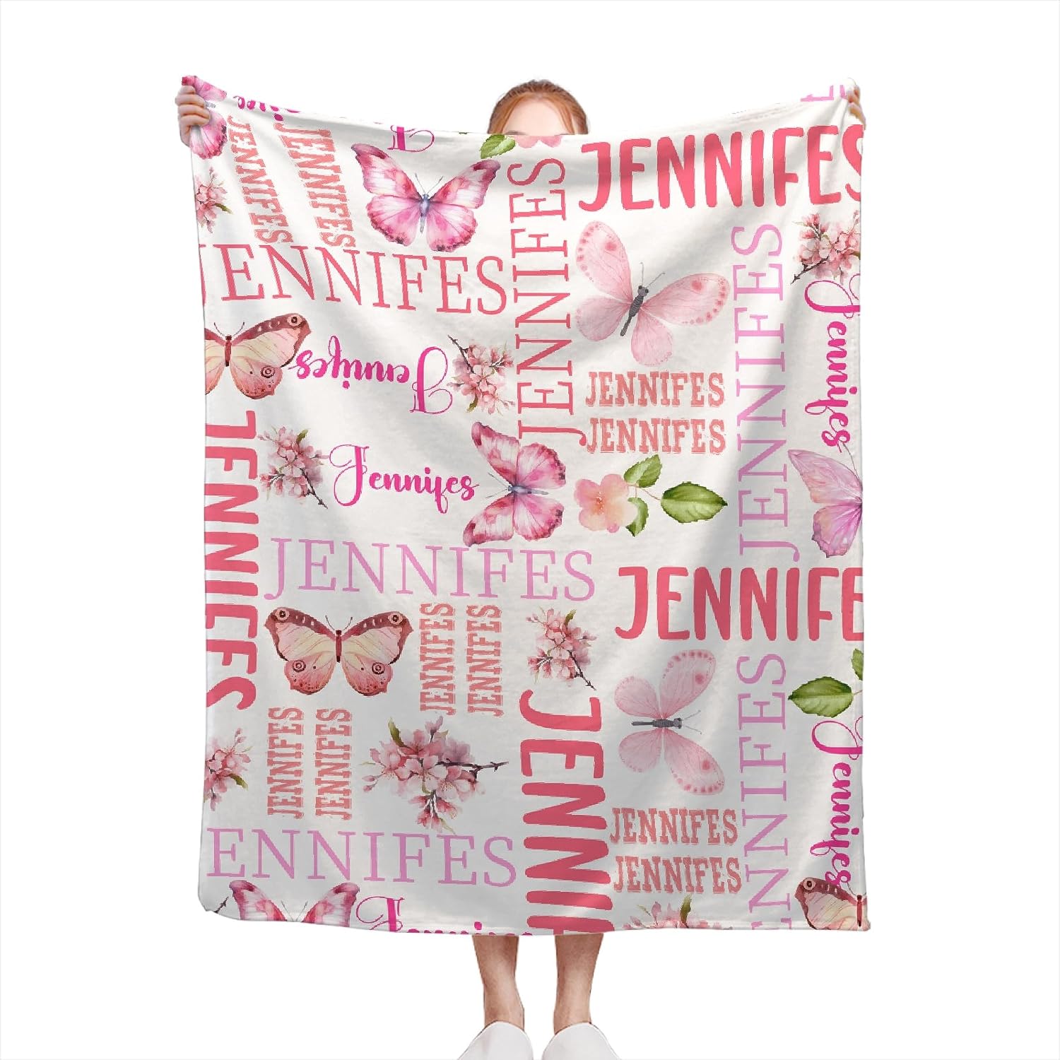 Personalized Butterfly Baby Blankets with Name, Lightweight for All Seasons, Custom Baby Blanket As Festival Gifts Collection- Sofa, Living Room, Vacation House 60"x80" for Adult