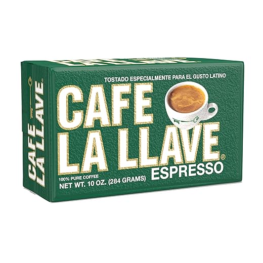 Cafe La Llave Dark Roast Ground Espresso Coffee, 10 oz Brick - Rich and Bold Cuban-Style Blend for Moka Pot, Espresso Machine, or Drip Coffee Maker - Strong, Aromatic Flavor