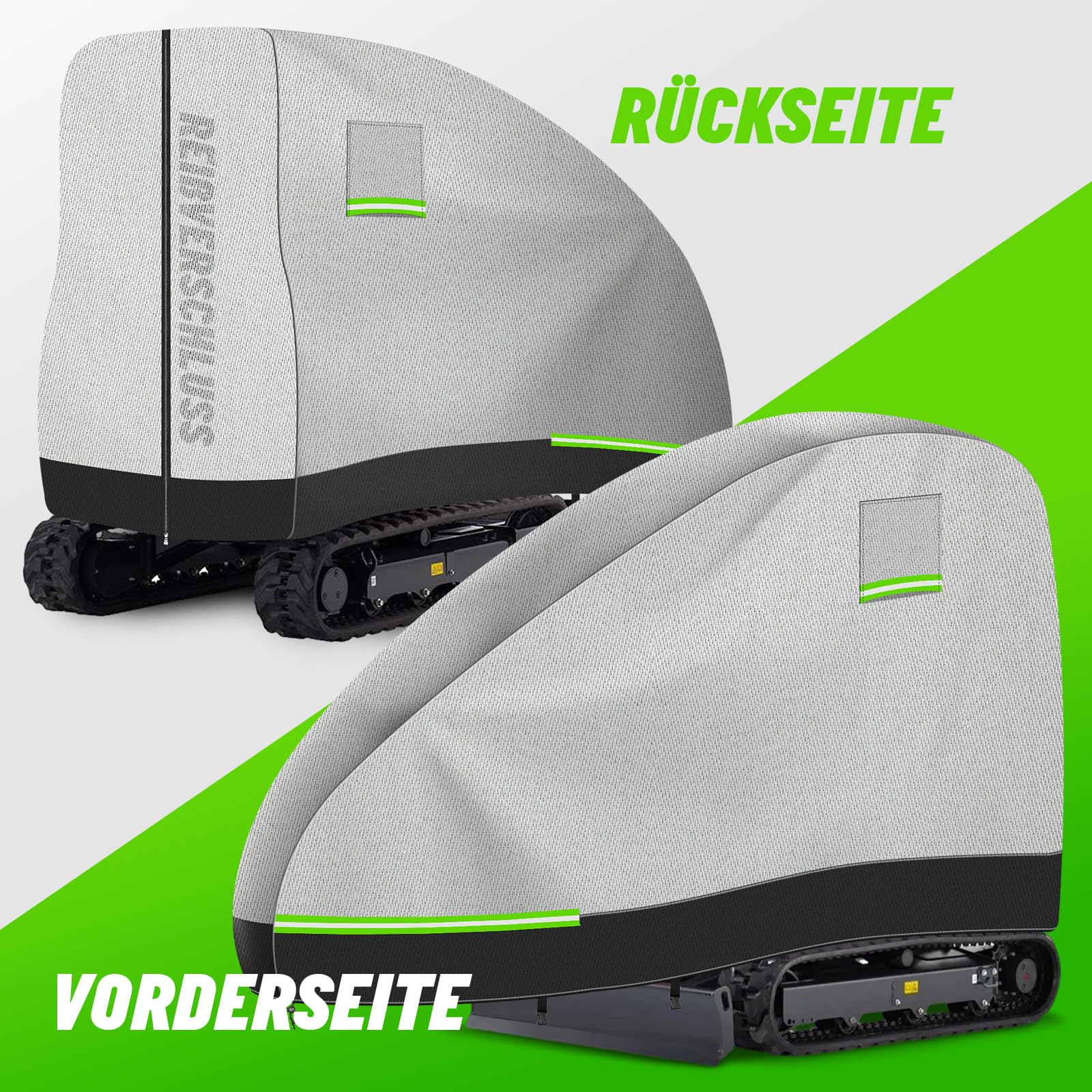 Housse Mini Excavatrice, 420D PU Imperméable Respirante pour 800-1600kg avec Fenêtre d'Aération, Fermeture éclair, Réflecteurs, Boucles Coupe-Vent et Cordon de Serrage, Bâche D'Excavatrice