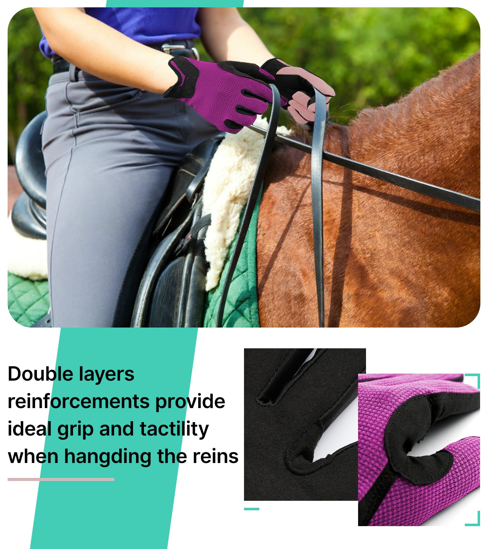 Thapower Guanti da equitazione da donna, guanti da equitazione invernali, per donne e ragazze, motivo stelle, ideali per ciclismo, giardinaggio
