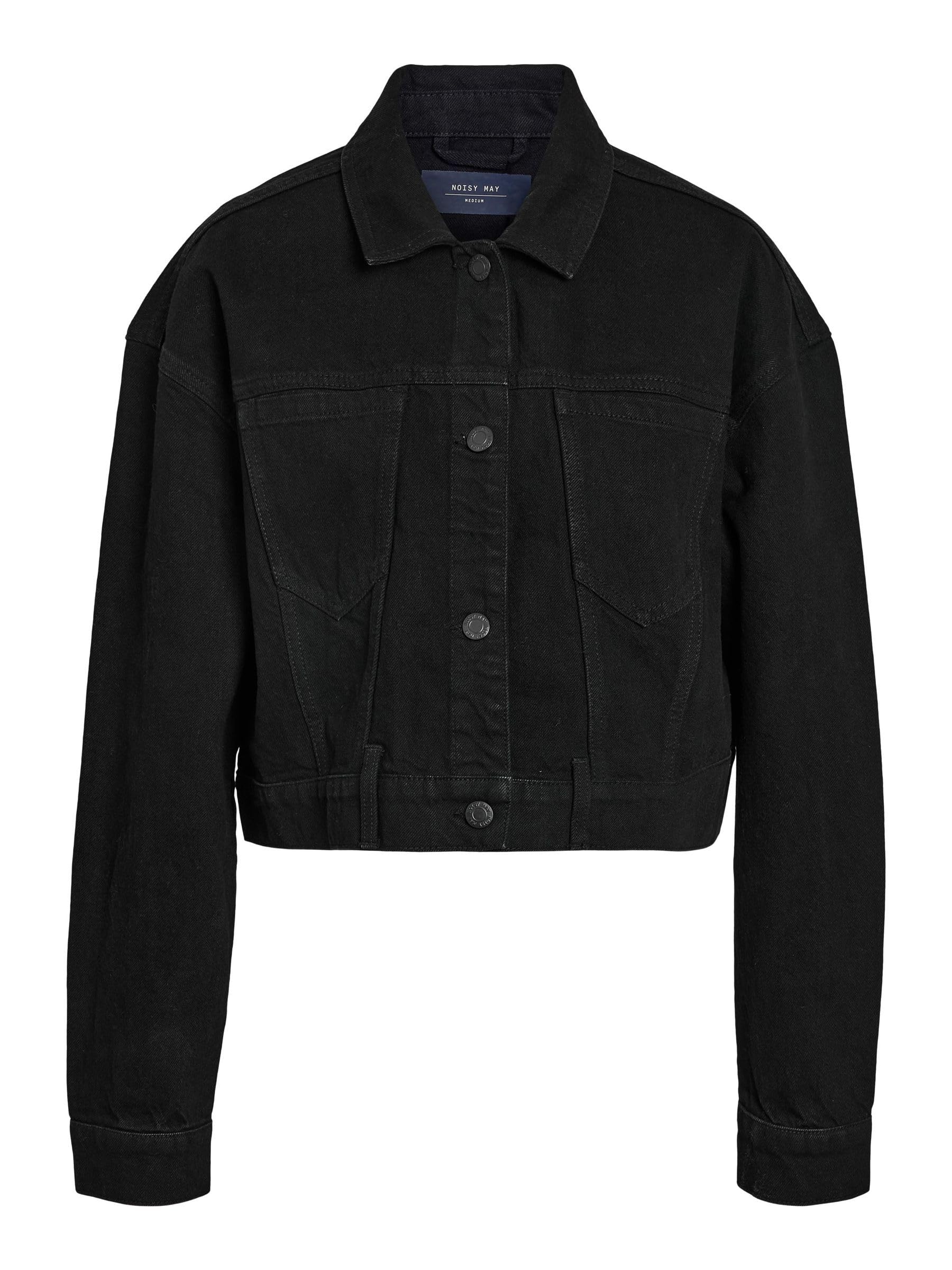 Noisy May Damen Schwarz Jeansjacke Cropped
