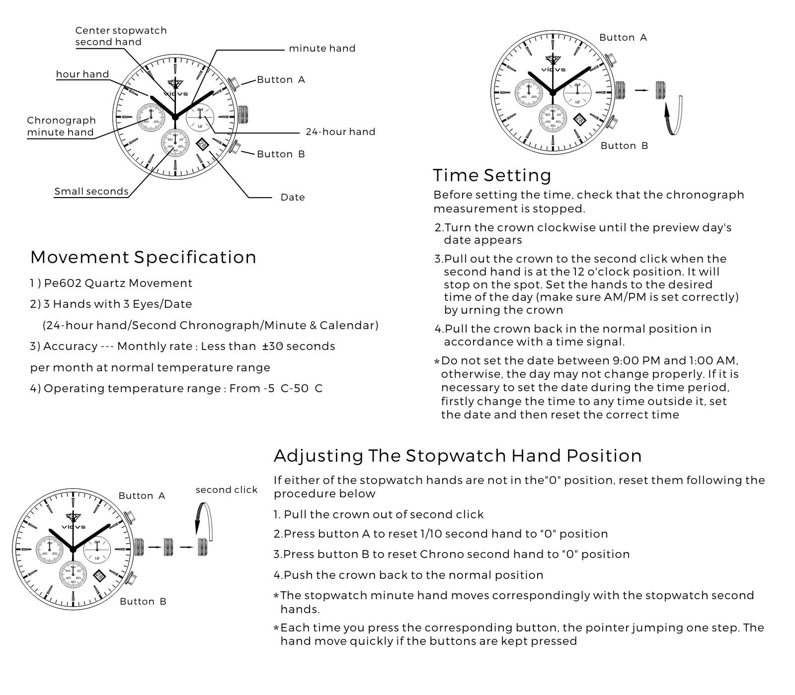 Armbanduhr aus Holz, 100% natürliches Holz, Japanisches Quarzuhrwerk mit Datumsanzeige, Chronographenfunktion