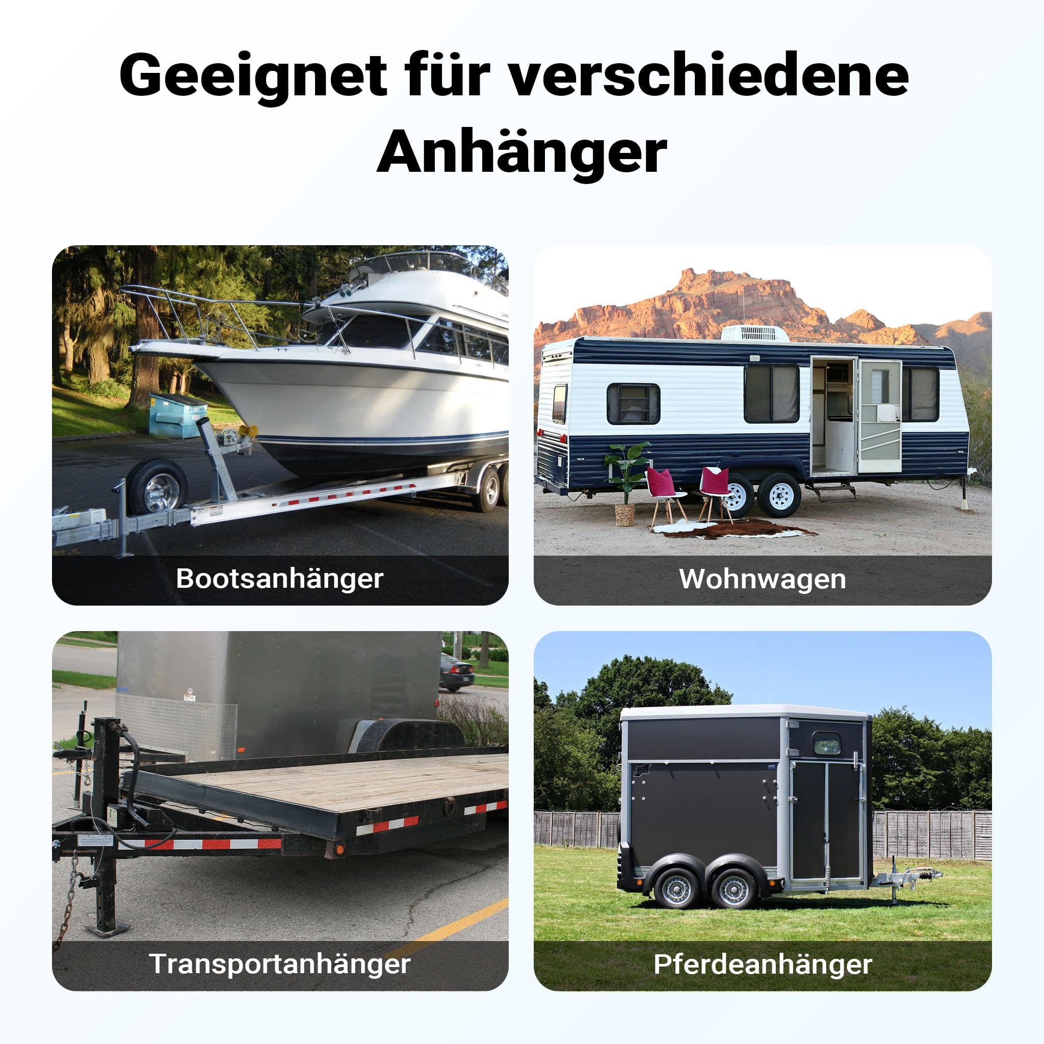 Wiltec Anhänger Stützrad mit 362 kg Stützlast ø48 mm, Bugrad mit Kurbel, Anhängerrad, Abstellstütze
