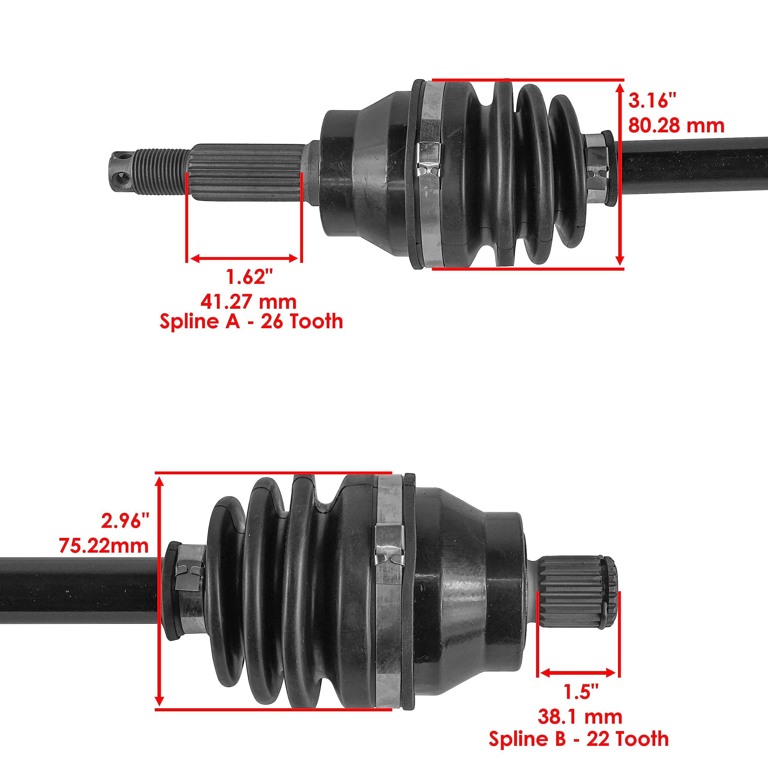 Caltric Front & Rear Axle Set For Polaris Ranger 800 4X4 EFI (2010-2014) – Complete Left/Right Replacement Kit - View #14