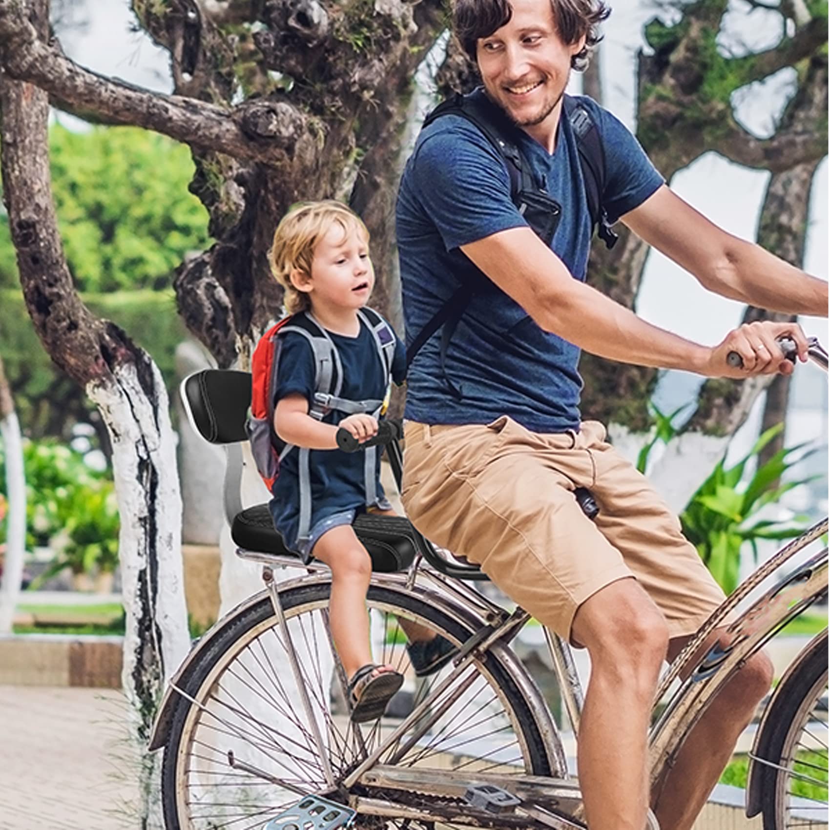 Lecerrot Fietskussen voor achterbank, kinderzitje, bagagedrager, achterzitkussen, fietszitje met rugleuning, zitkussen, armleuning, voetsteunset voor meisjes, jongens, kinderen Lecerrot Fietskussen voor achterbank, kinderzitje, bagagedrager, achterzitkussen, fietszitje met rugleuning, zitkussen, armleuning, voetsteunset voor meisjes, jongens, kinderen