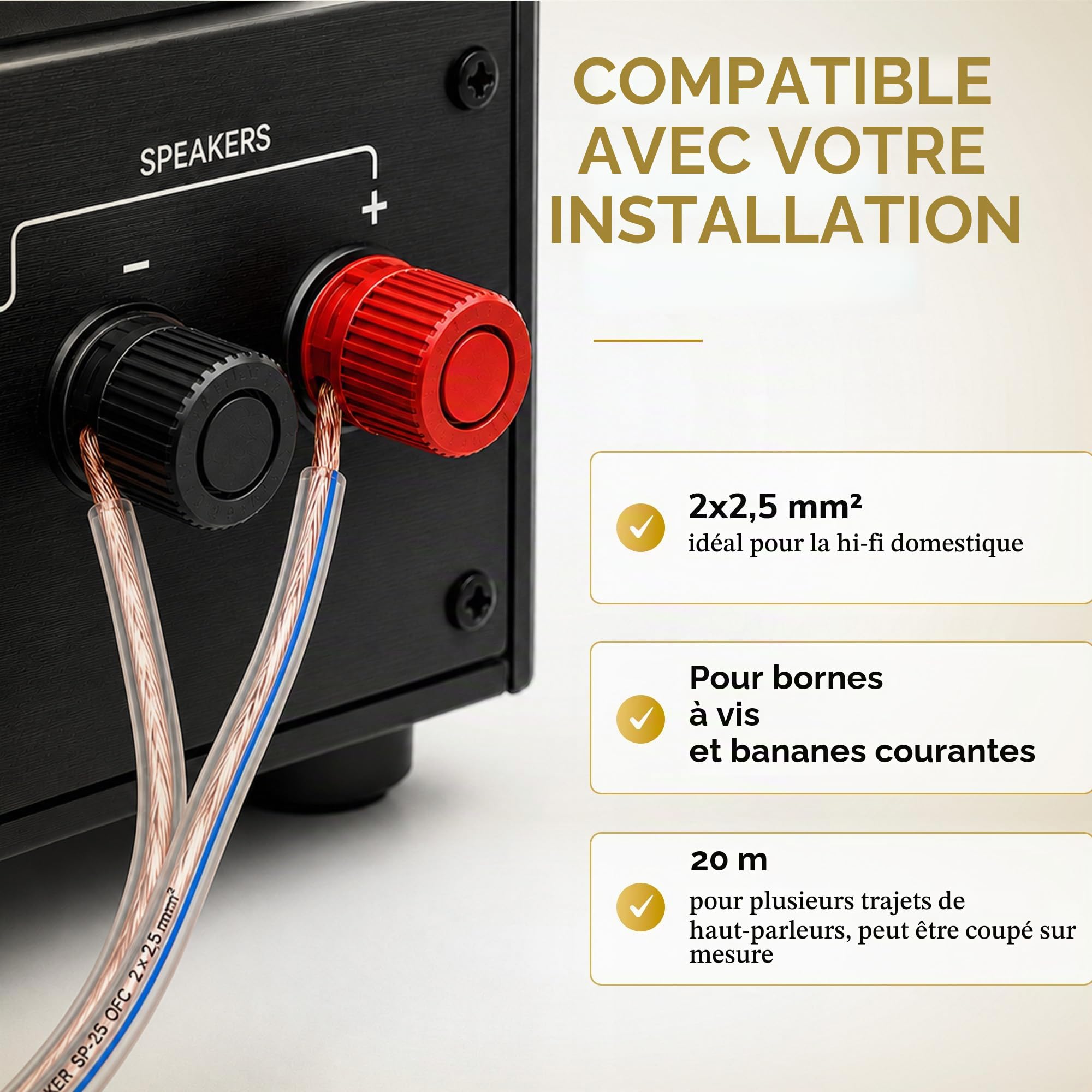 Oehlbach Speaker Wire SP-25 - câble de Haut-Parleur stéréo Hi-FI, câble de Haut-Parleur avec OFC (cuivre sans oxygène) 2x2.5 mm² Mini Coil Speaker Cable - 20m Transparent
