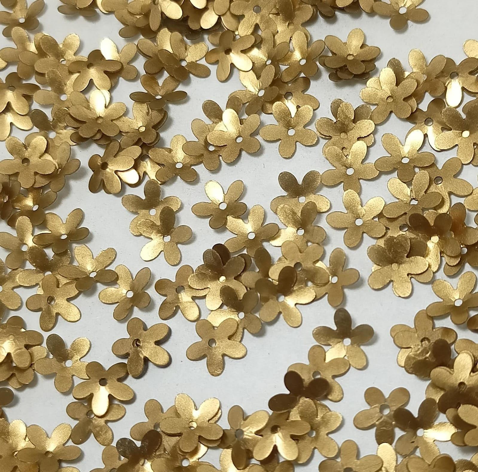 THE CRAFT CARTEL Matte Golden Flower Plastic Sequins/Sitara (Size-10.mm ) (Pack Of 100 gram) For Use Lehnga/Dupatta/Kurti/Dresses/Blouse/School Project/Home Decoration/ Jewellery Making/Necklece/Bracelete/Art And Craft.-image-7